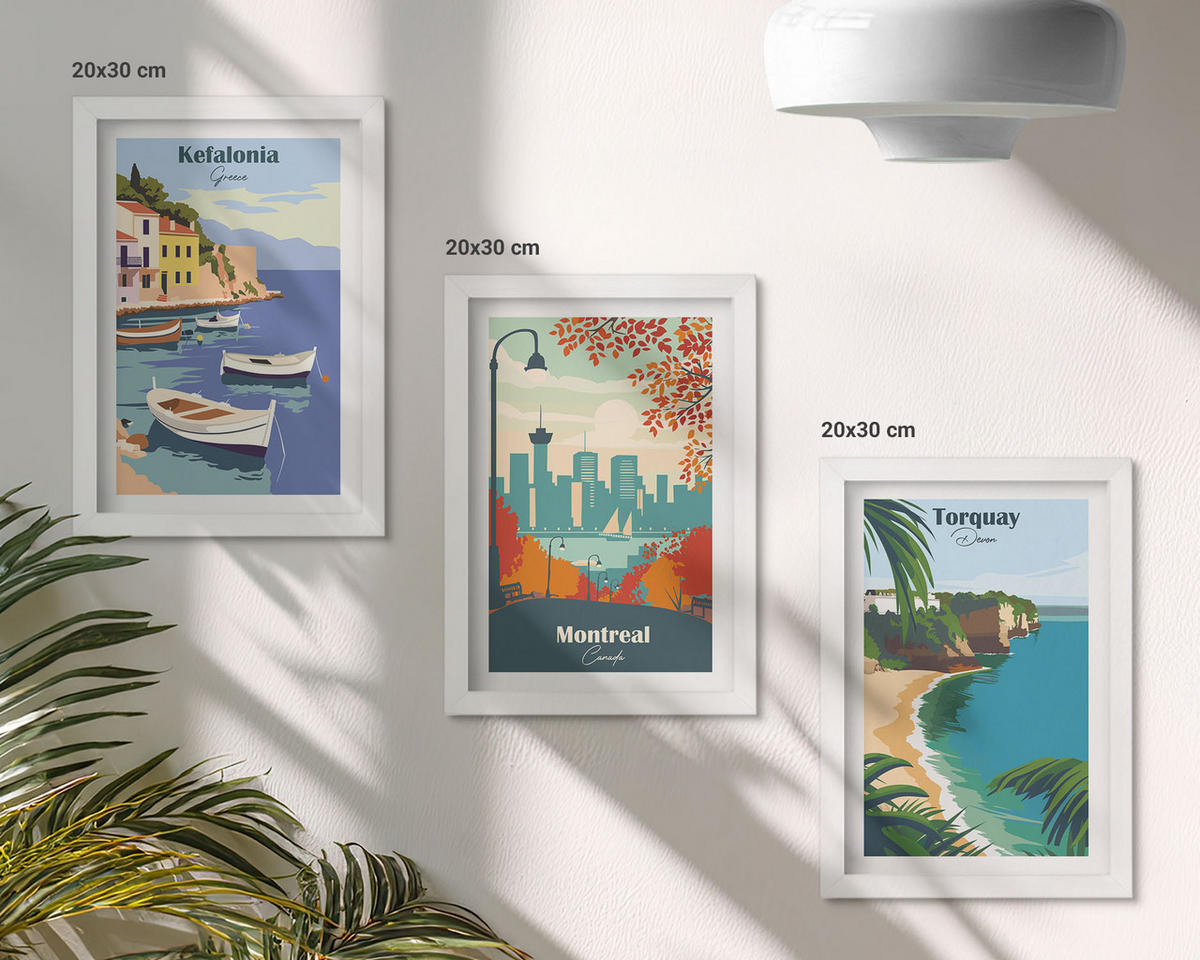 WANDBILDER 3er-Set - 20x30 cm Weißer Rahmen - Stadtansichten aus Griechenland, Kanada und Australien - Weiß, Kunststoff (20/30cm) - ArtPrintCave