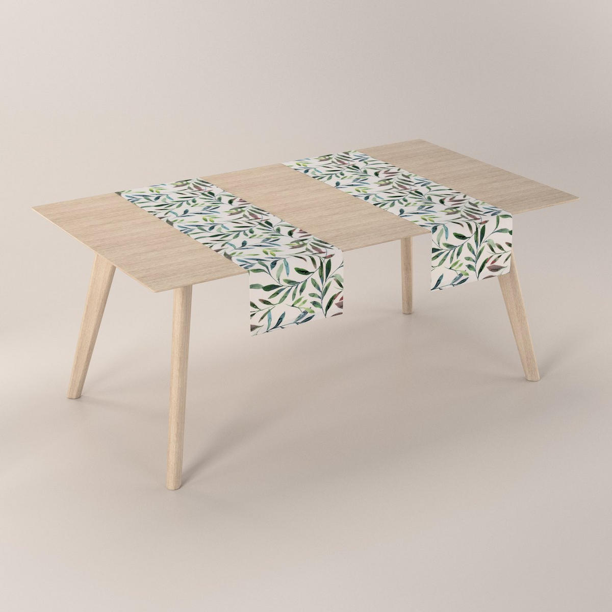 TISCHLÄUFER Eden, weiß und grün, 40x130 cm - Weiß, Textil (40/130cm) - Dekoria