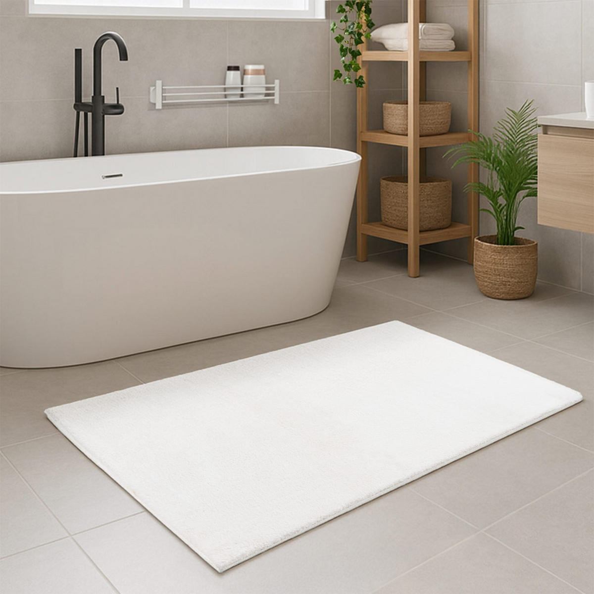 BADTEPPICH Waschbar Pure 500 Weiß 67x110 cm - Weiß, Textil (67/110cm) - carpet city