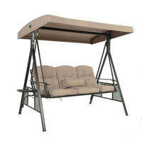 HOLLYWOODSCHAUKEL DESCANSO - Beige, Ohne Regenabdeckung - Beige, Textil/Metall (115/195/198cm) - Home Deluxe