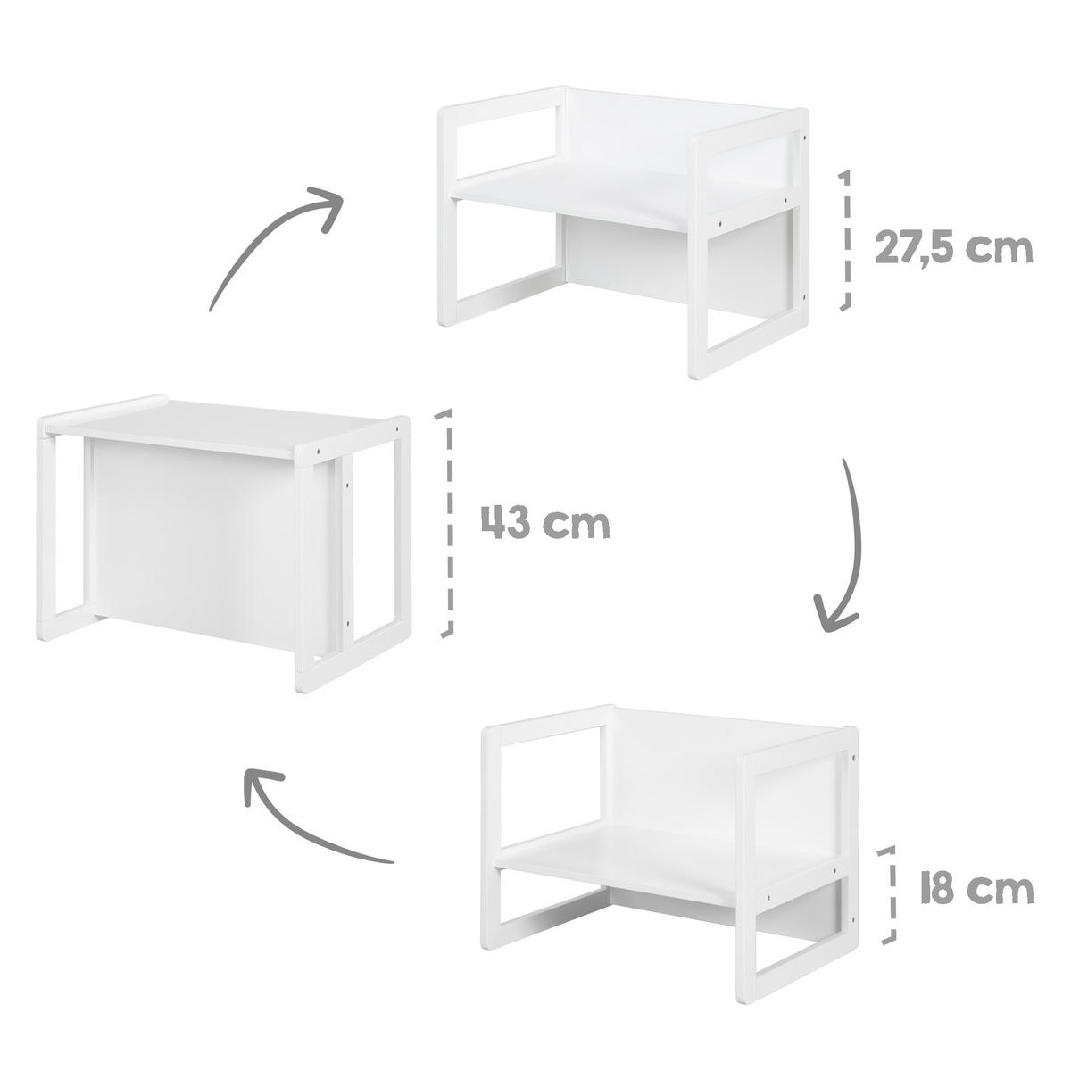 KINDERSITZGRUPPE 3in1 - Weiß, Holzwerkstoff (61/30/44cm) - Roba