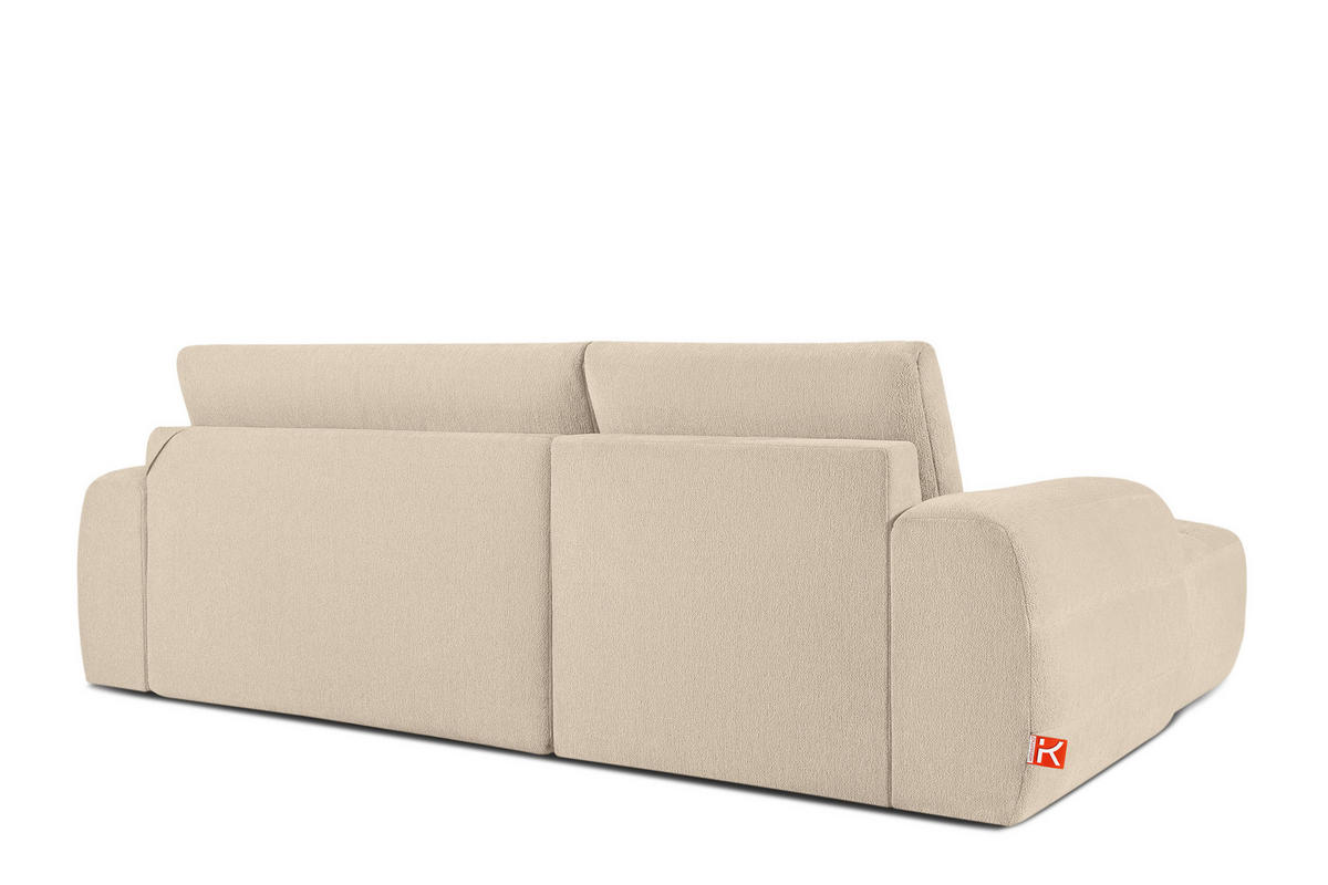 ECKSOFA LINKS BLUME, Cremefarbe - Creme, Holz/Holzwerkstoff (271/164cm) - KONSIMO®