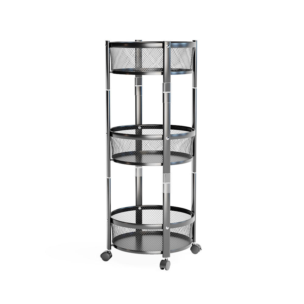 ROLLWAGEN Falto, Schwarz, 37.5 x 88 cm, mit 3 praktischen Körben - Schwarz, Metall (37.5/88/37.5cm) - Vicco