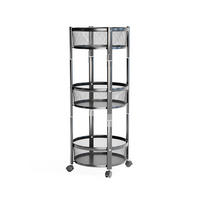 ROLLWAGEN Falto, Schwarz, 37.5 x 88 cm, mit 3 praktischen Körben - Schwarz, Metall (37.5/88/37.5cm) - Vicco