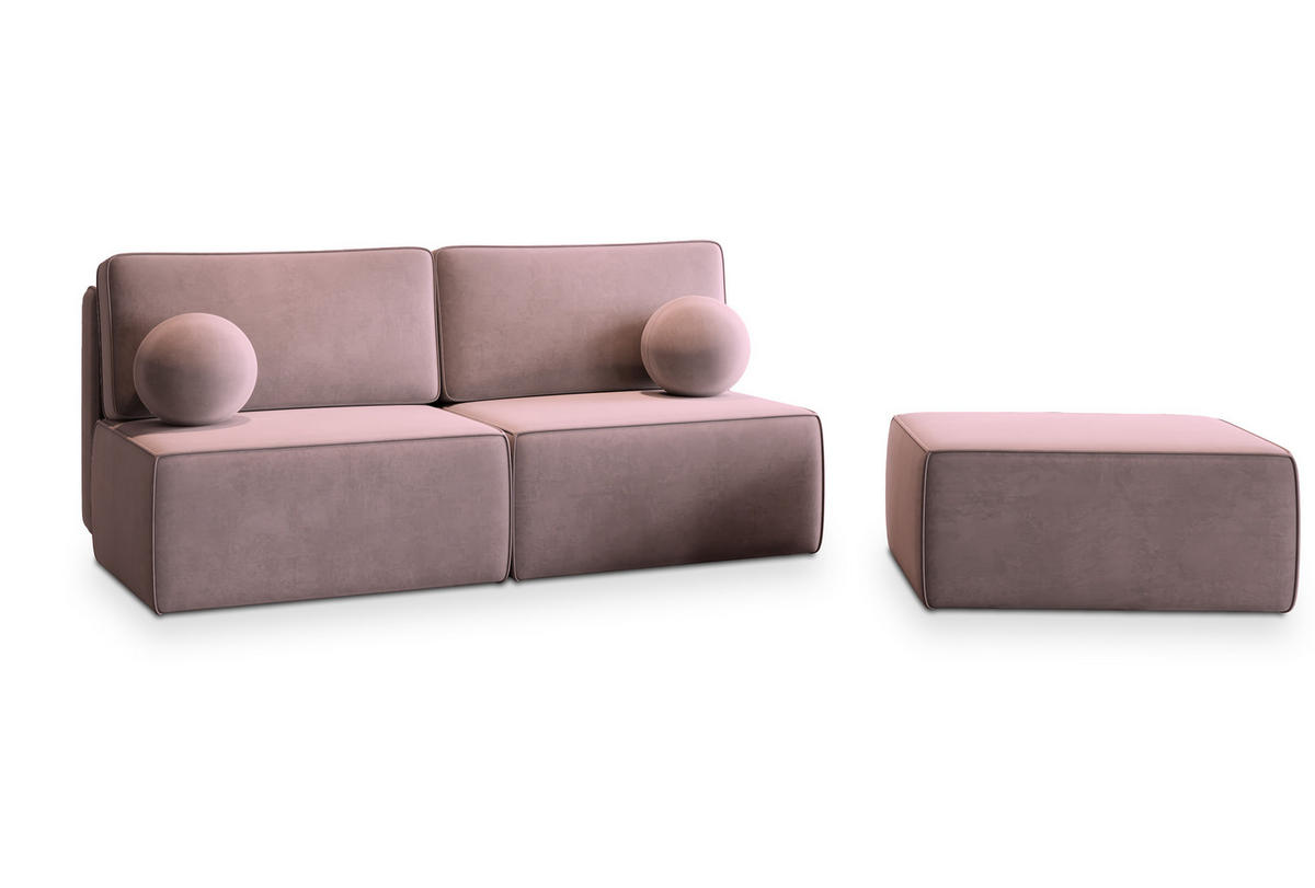 ECKSOFA VARNA M Lila Velours-Stoff mit Schlaffunktion - Lila, Holz (196/158cm) - MASSENO