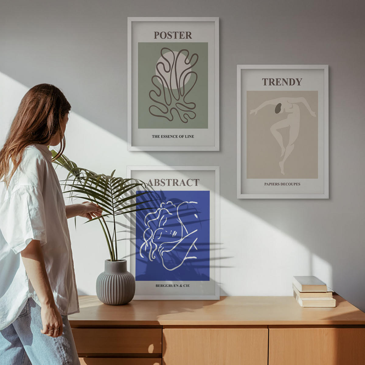 WANDBILDER 3er-Set - 40x60 cm Weißer Rahmen - Henri Matisse Pastellgrafiken - Weiß, Kunststoff (40/60cm) - ArtPrintCave