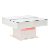 COUCHTISCH höhenverstellbar 78x78 cm Weiß mit LED und Stauraum - Weiß, Holzwerkstoff (78/78/45cm) - Meubliv