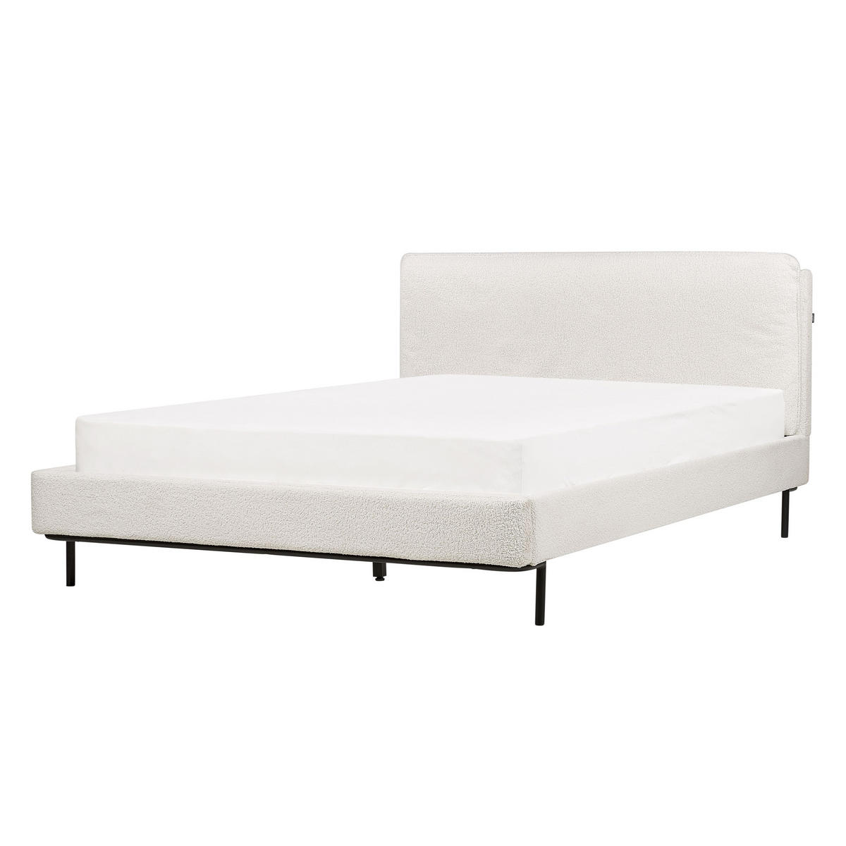 POSTEL s roštem 140/200 cm Bouclé Krémově bílá Corio - krémová, textil (140/200cm) - Beliani
