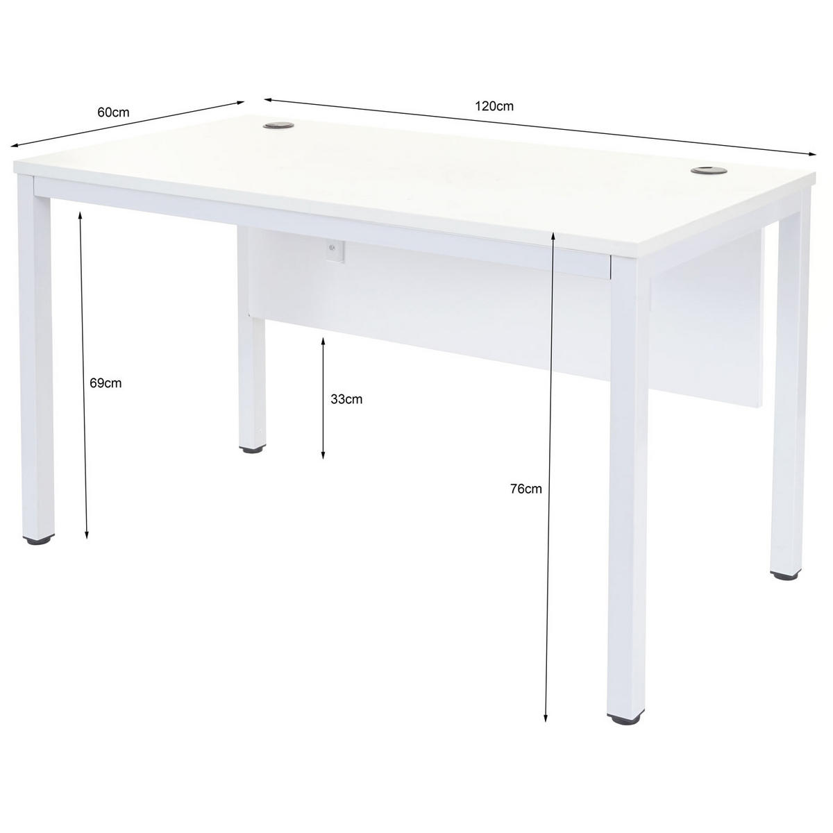 SCHREIBTISCH rechteck Schwarz - Schwarz, Holzwerkstoff (60/120/76cm) - MCW