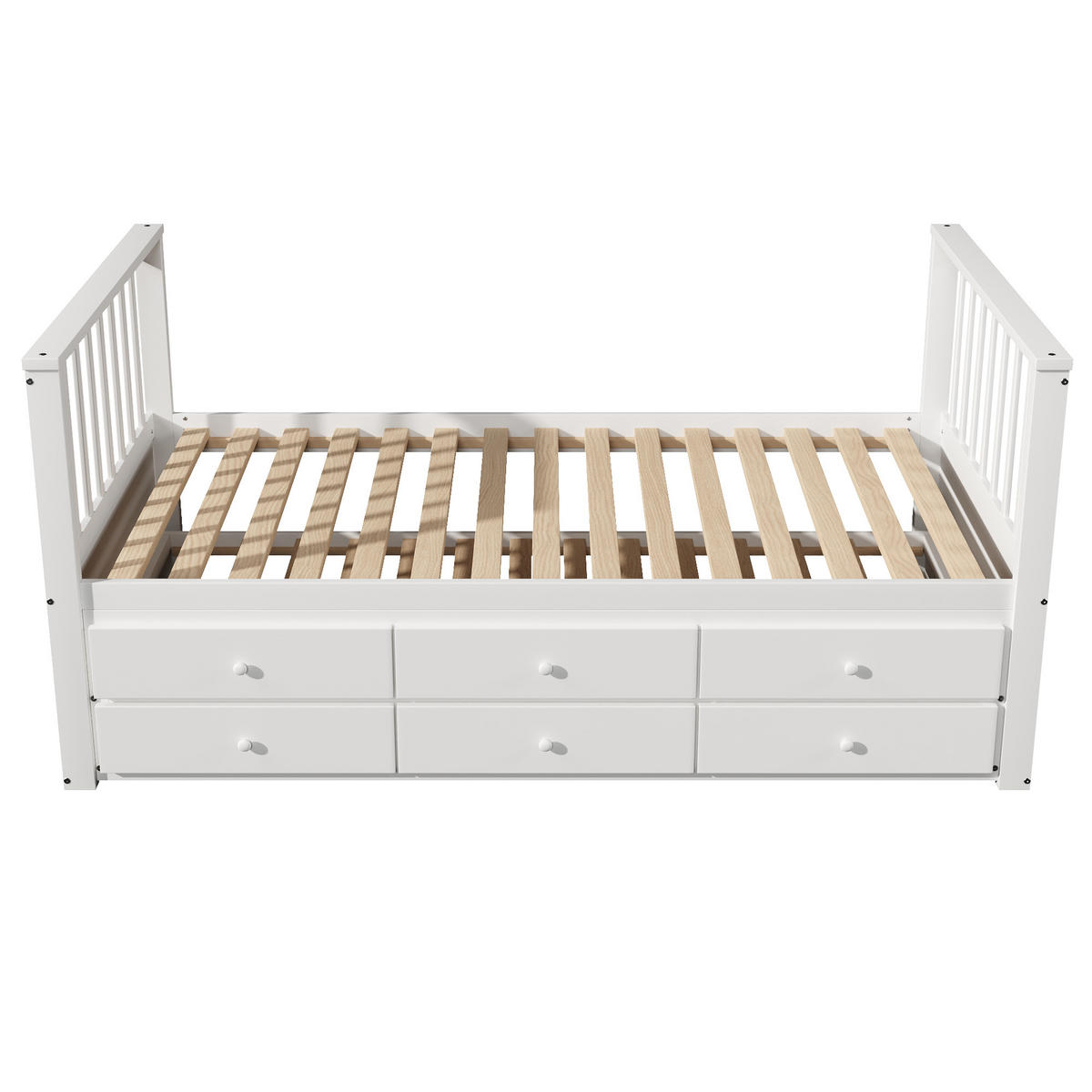 DAYBETT 90x200 cm Rollbett Schubladen weiß - Weiß, Holz (90/200cm) - LEBENLANG