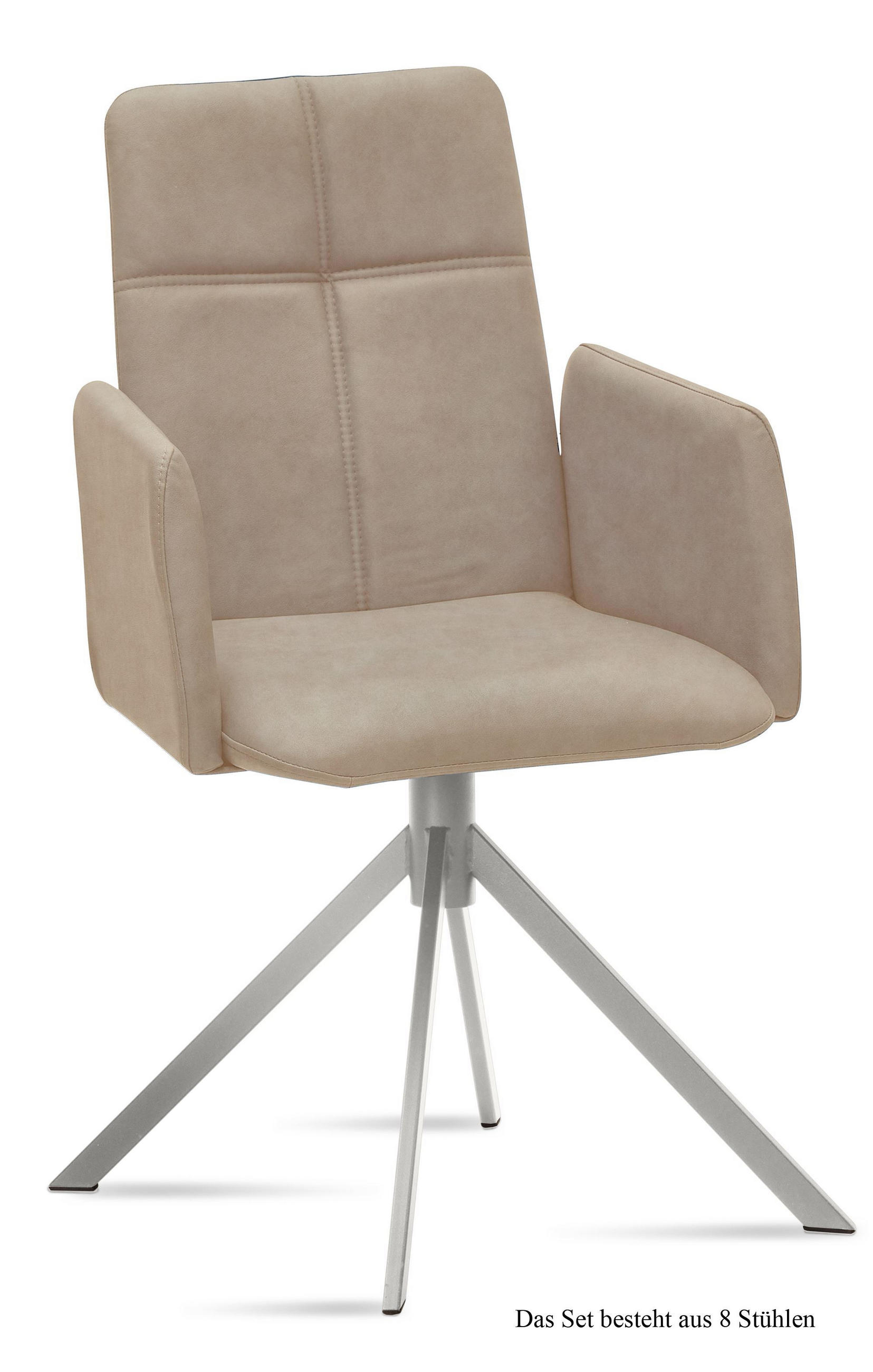 ARMLEHNSTUHL (8er-Set) Dorisa 52x92x60 Edelstahl/Natur - Edelstahlfarben/Naturfarben, Kunststoff (60/92/52cm) - 58aufmkessel