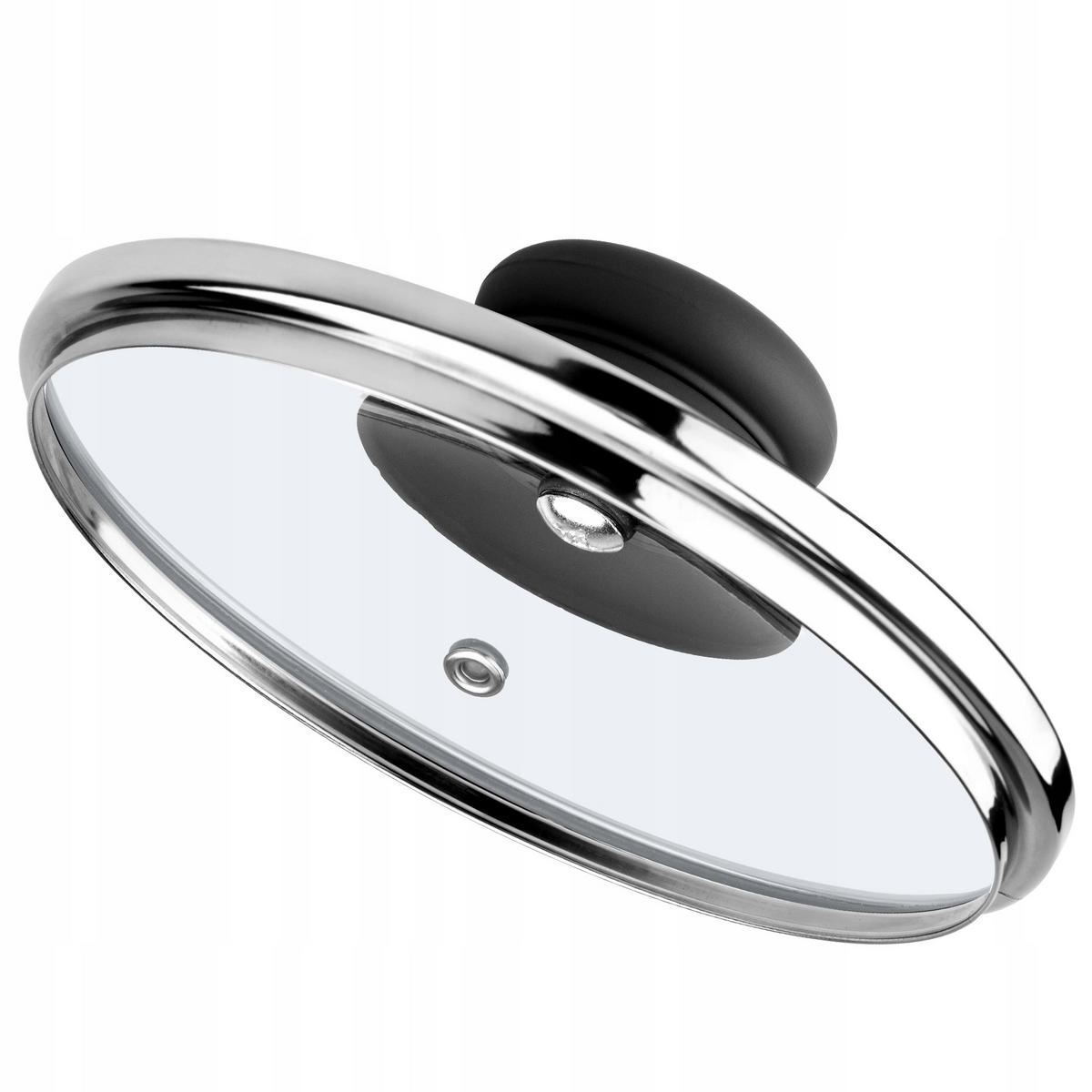 DECKEL mit Schwarz Silikongriff, 16 cm - Transparent, Glas (16cm) - KADAX