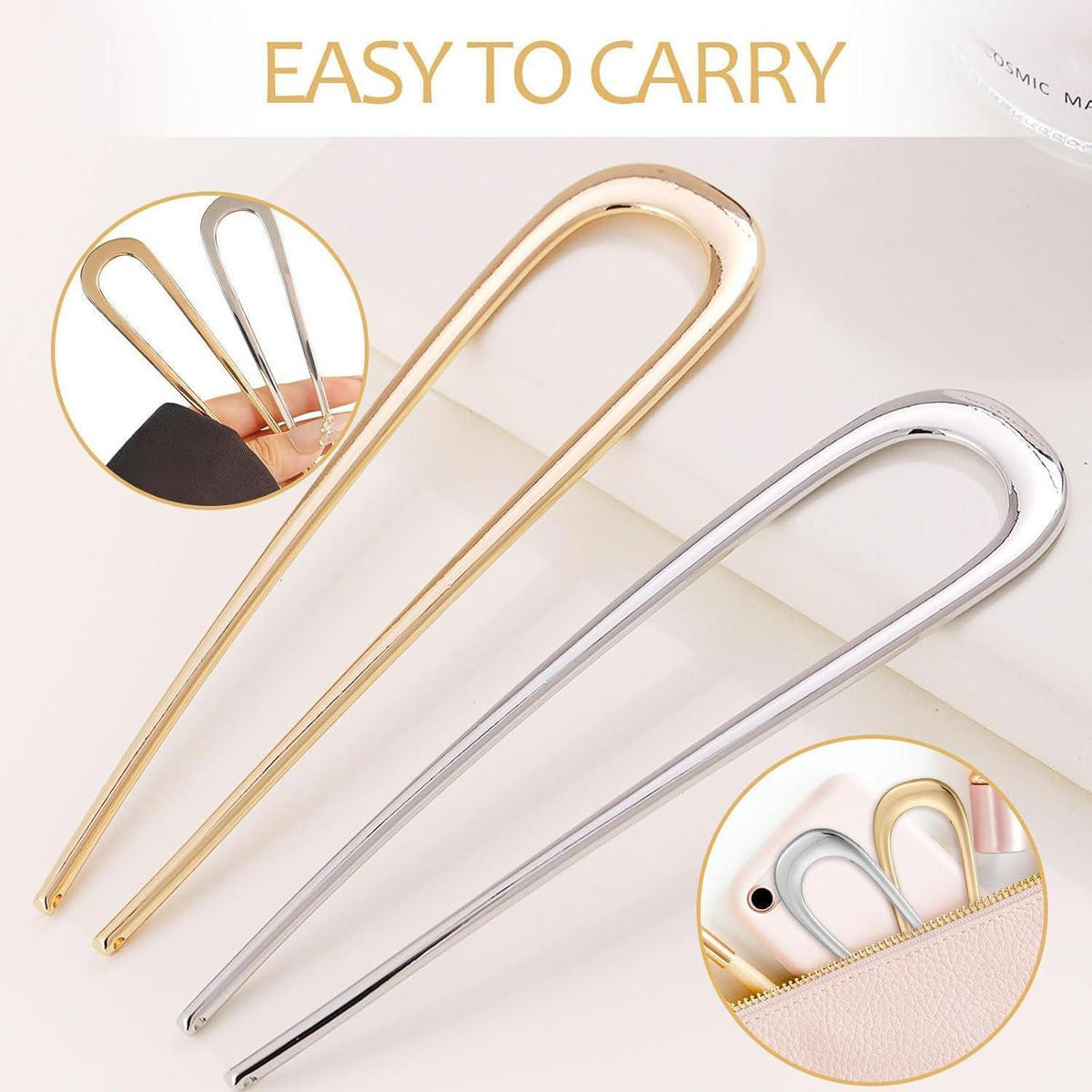 HAARNADEL U-Form 2er Set Metall 14 cm Gold/Silber - Multicolor, Metall (2.5/2.5/2.5cm)