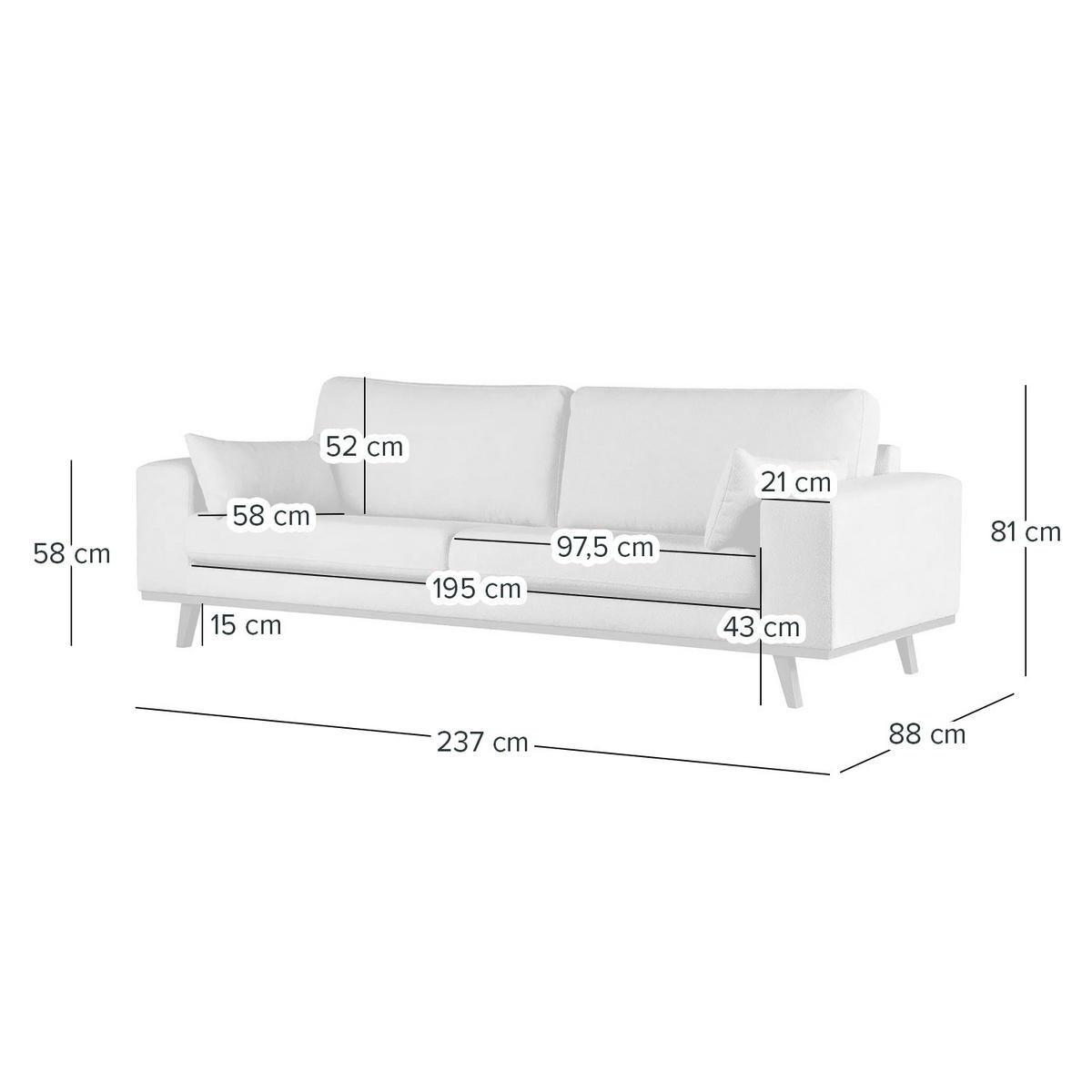 3-SITZER SOFA - Gelb/Buchefarben, Textil (237/81/88cm) - home24