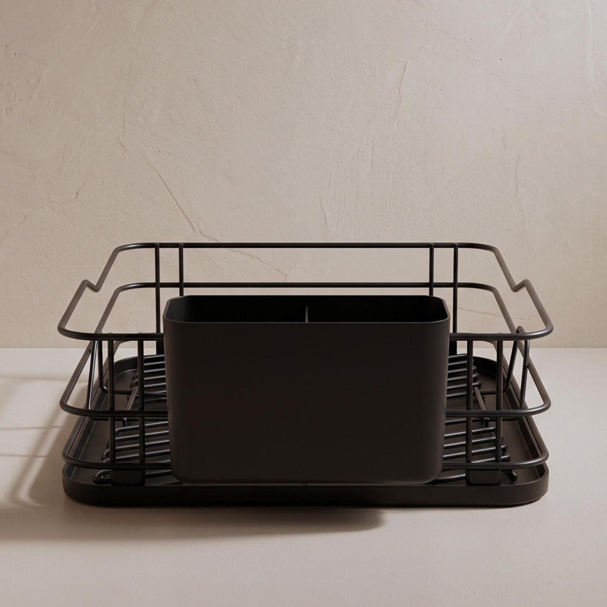ABTROPFGESTELL mit Abtropfschale und Besteckkorb 31 x 49 x 13 cm - Schwarz, Metall (49/13/31cm) - BOXIMO