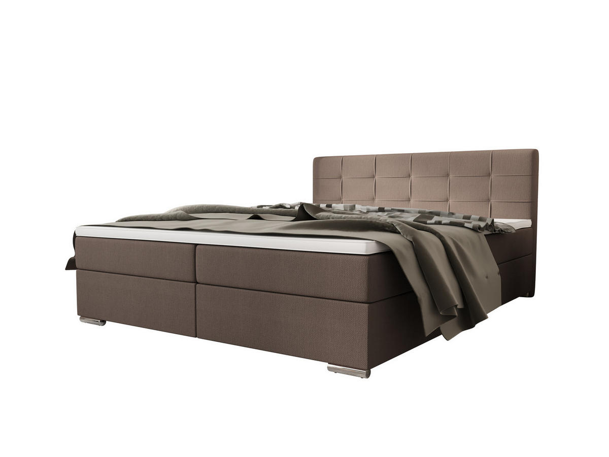 BOXBETT ZILANO 1 mit Matratze H3 und Topper 160x200 Cosmic 808 - Braun, Holz/Textil (160/200cm) - Bedante