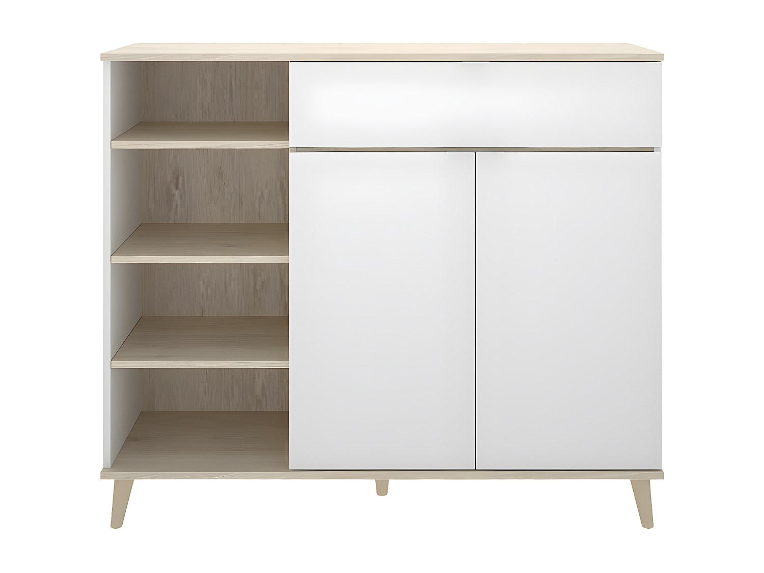 BUFFETSCHRANK - 119.3 cm x 40 cm - holz - naturfarben hell, weiß Wajdi - Weiß, Holz (119/102/40cm) - Vente-Unique