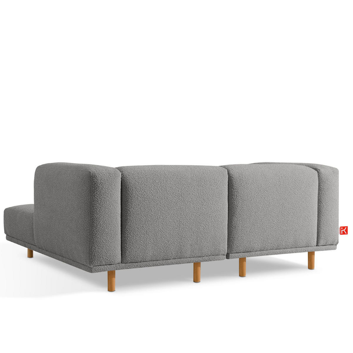 ECKSOFA-RECHTS FOSERO, Bouclé - Eschefarben/Buchefarben, Holz/Holzwerkstoff (204/155cm) - KONSIMO®