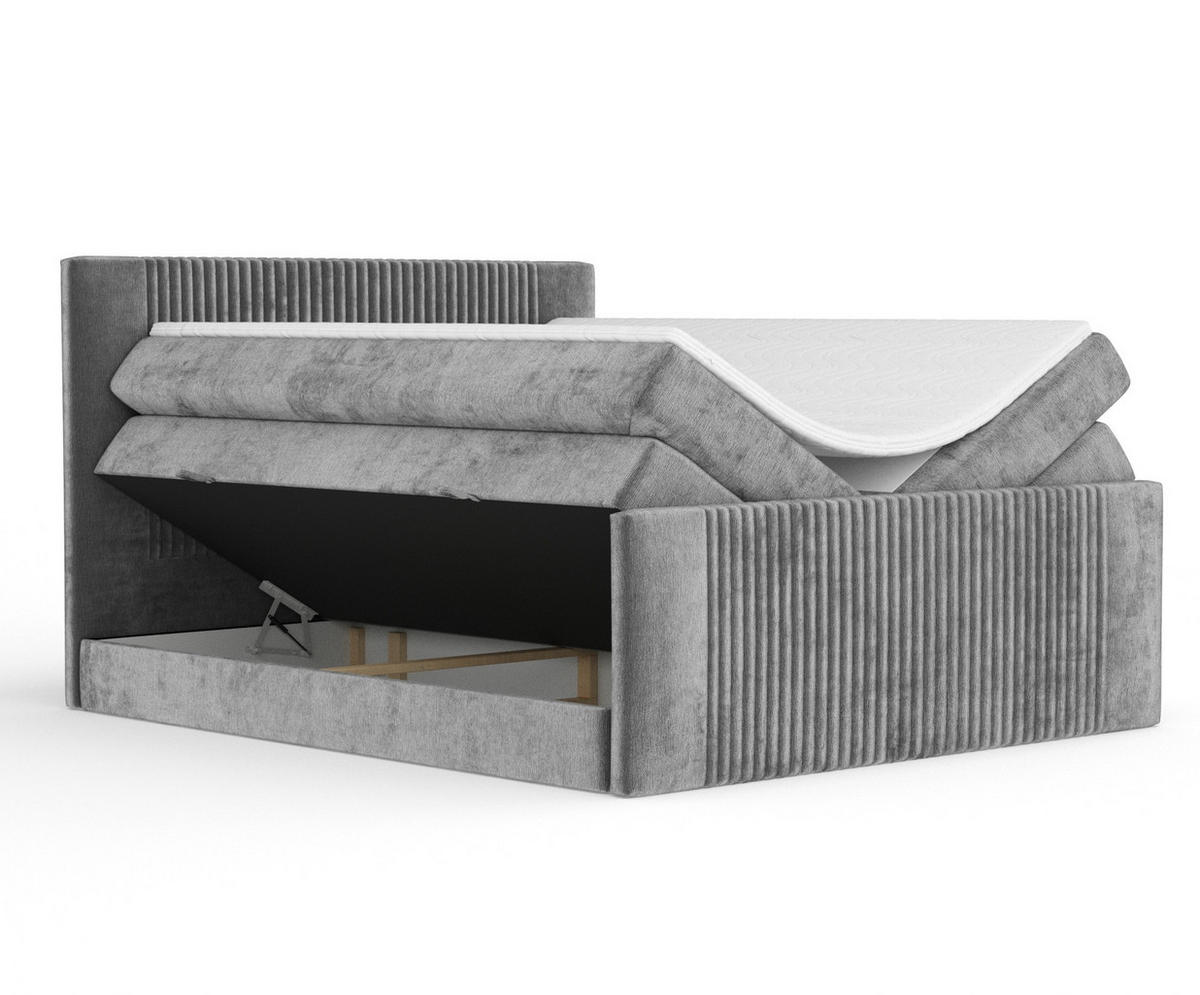 BOXSPRINGBETT Bergamo Grau 140/200 cm - Schwarz/Grau, Holz/Holzwerkstoff (140/200cm) - Maison de Reve