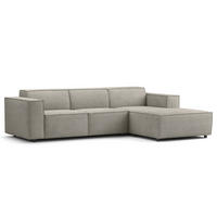 ECKSOFA mit Longchair - Graubraun/Schwarz, Kunststoff/Textil (260/177cm) - home24