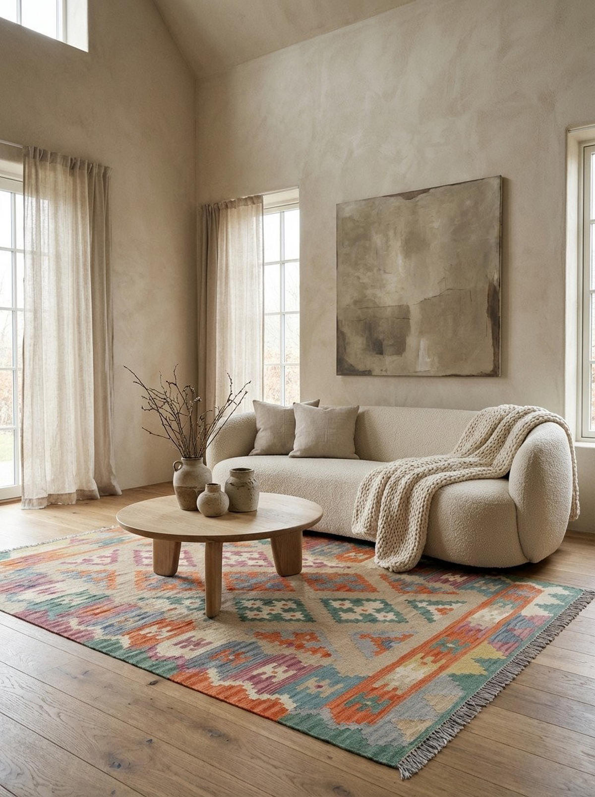 HANDWEBTEPPICH Kelim Gashgai Beige 179/125 cm Schurwolle - Beige, Textil (125/179cm) - Looma