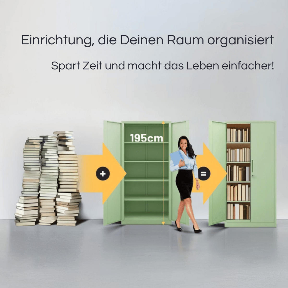 AKTENSCHRANK abschließbar KADO mit Flügeltüren 195x90x40cm Pastellgrün - Pastellgrün, Metall (90/195/40cm) - DELUKE