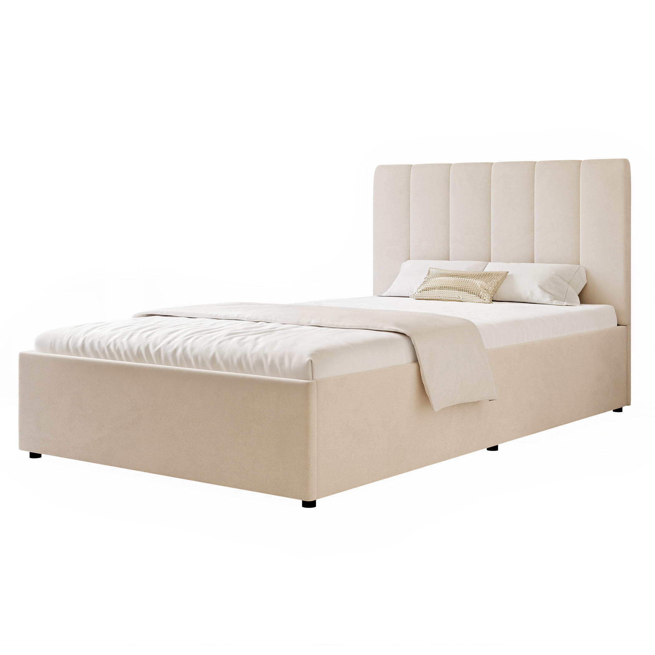 POLSTERBETT AVENA 120/200 cm Bettkasten, Beige - Beige/Schwarz, Holzwerkstoff/Textil (120/200cm) - Idohome