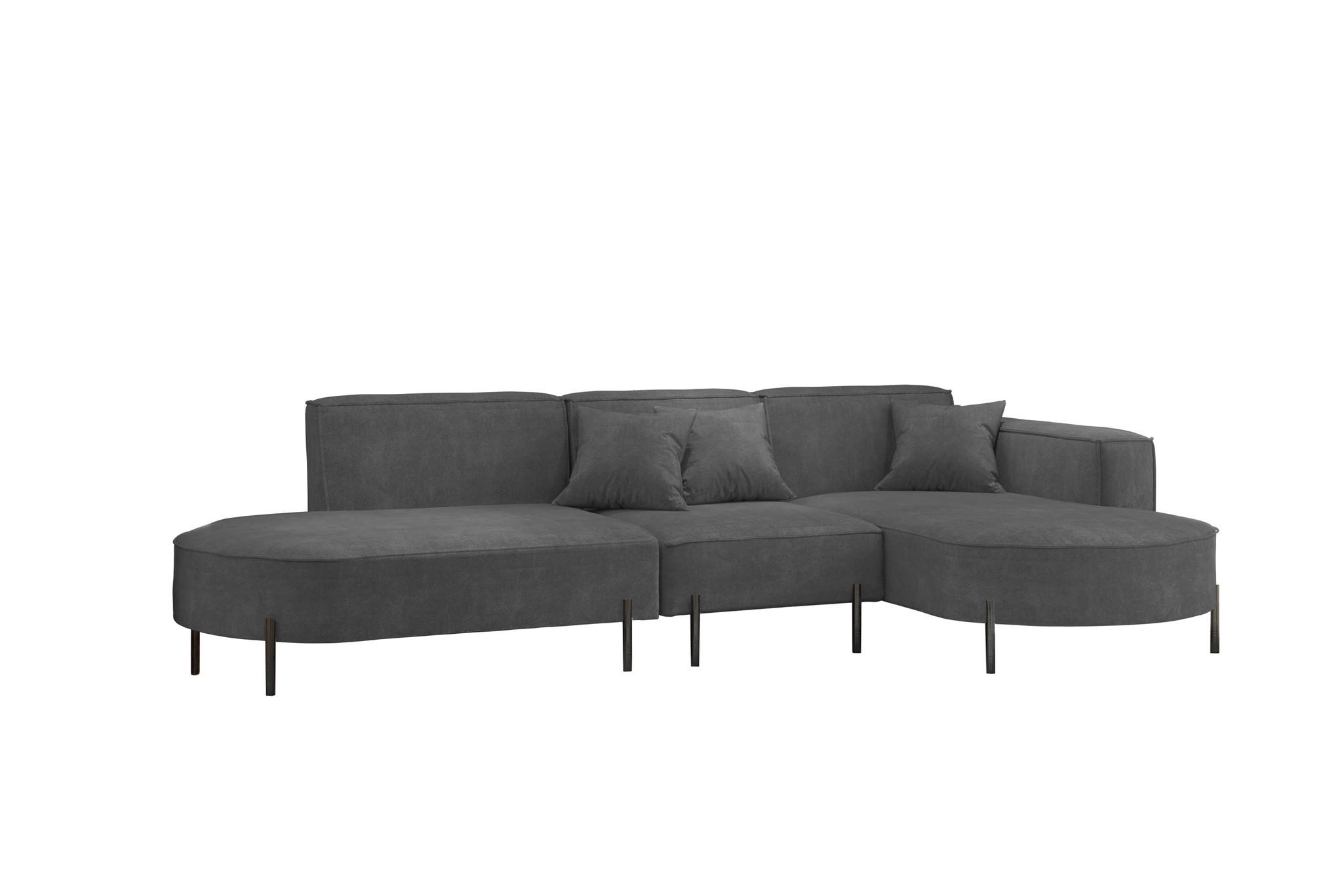 ECKSOFA Valencia - Anthrazit, Holzwerkstoff/Textil (321/165cm) - Fun Möbel