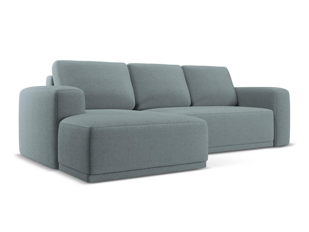ECKSOFA mit Schlaffunktion Chenille Stoff Blau - Blau/Blaugrau, Kunststoff/Textil (160/258cm) - Makamii