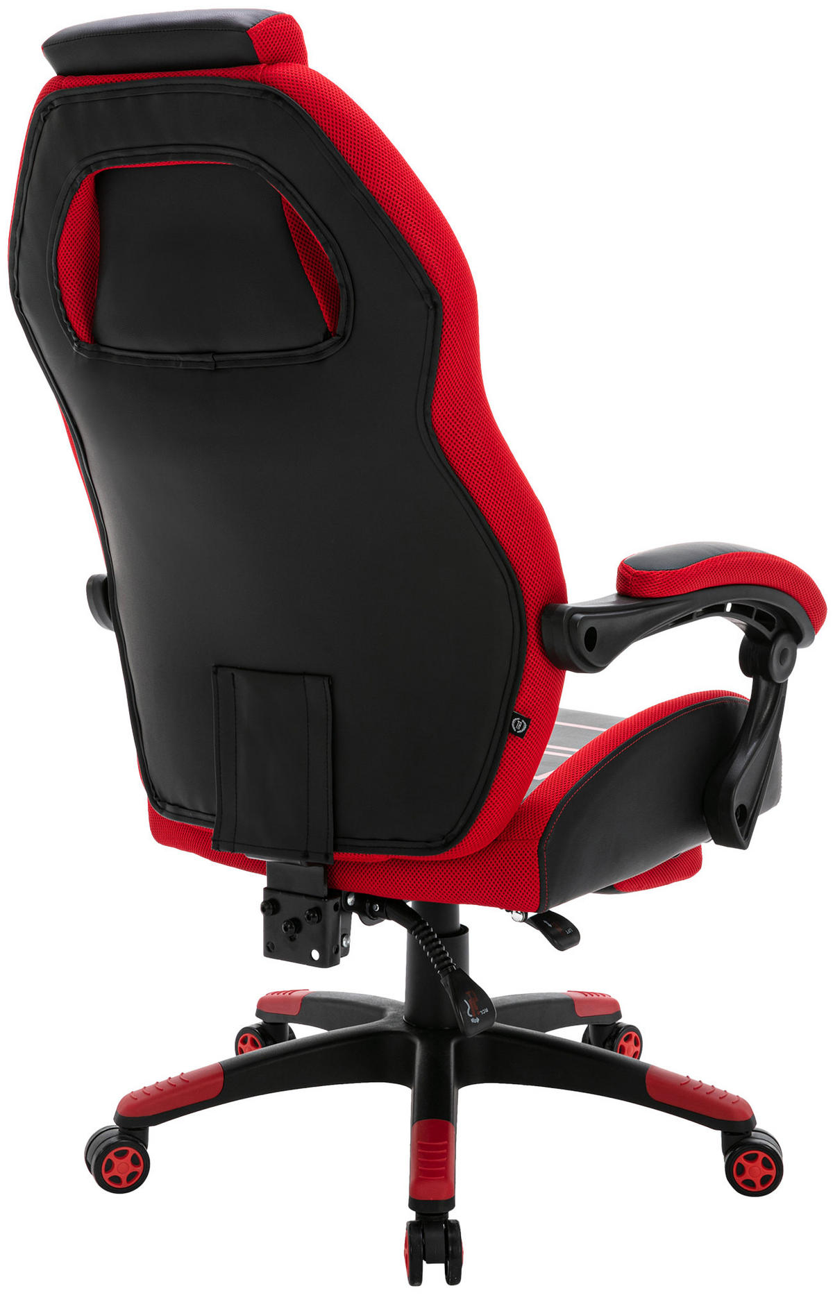 CHEFSESSEL Lederlook schwarz/rot - Rot/Schwarz, Kunststoff/Textil (69/118/70.5cm) - CLP