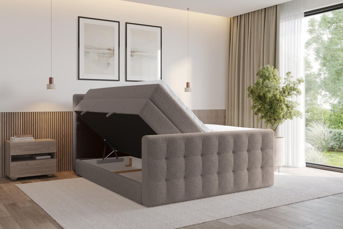 BOXSPRINGOVÁ POSTEL s matrací H3/H4 - IGAN-Z KING - 180x200 cm Hnědá - hnědá, kompozitní dřevo (183/200cm) - ALTDECOR