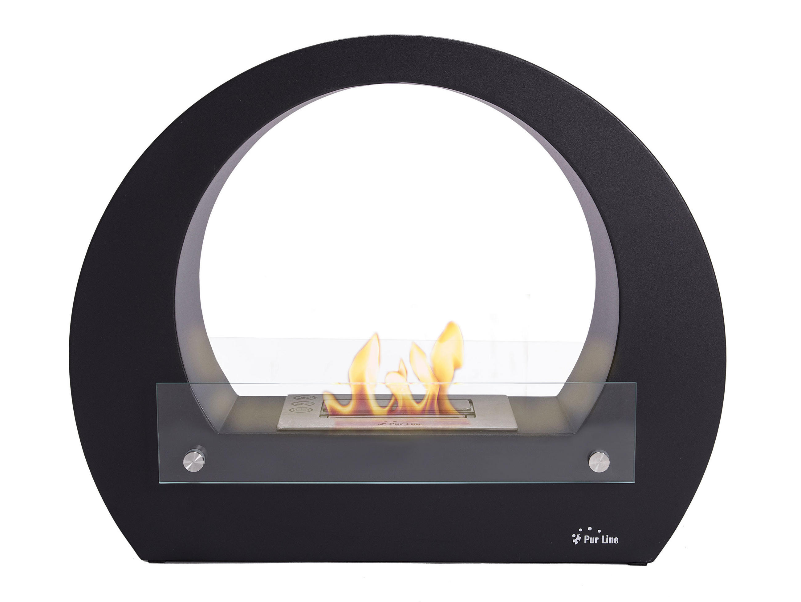 BIOETHANOL-KAMIN Schwarz Bodenmodell inklusive 1.25 L Brennblock - Schwarz, Metall (64/52/18cm) - Purline