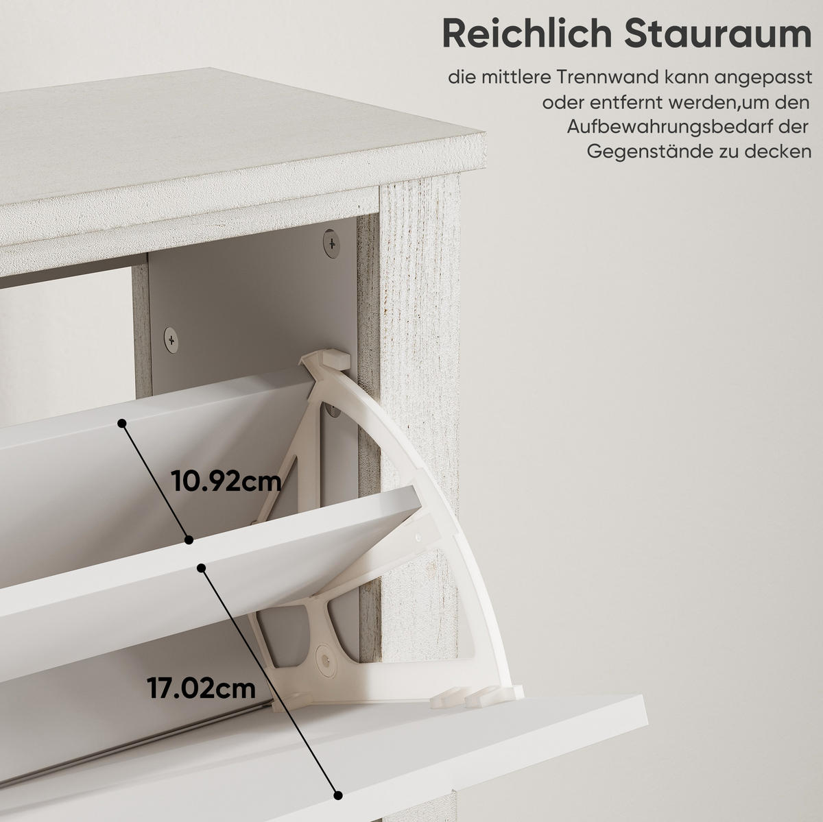 SCHUHSCHRANK mit Klappen, 80 cm breit, Vintage-Stil in Retro-Weiß - Weiß, Holzwerkstoff (80/97.5/24cm) - BEAOK