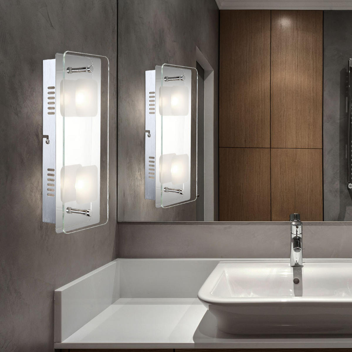 LED WANDLEUCHTE Metall Chrom Silber - Silberfarben, Glas (12/6.2/28cm) - Globo Lighting