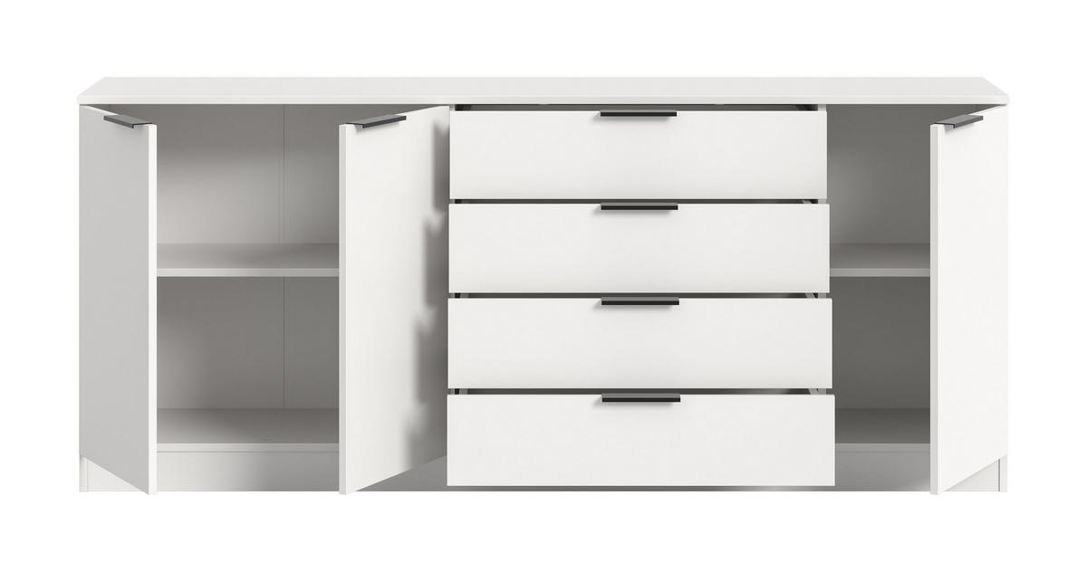 KOMMODE KOPENHAGEN (B/H/T: ca. 185/80/35 cm) in weiß/weiß - Weiß, Holzwerkstoff (185/80/35cm)