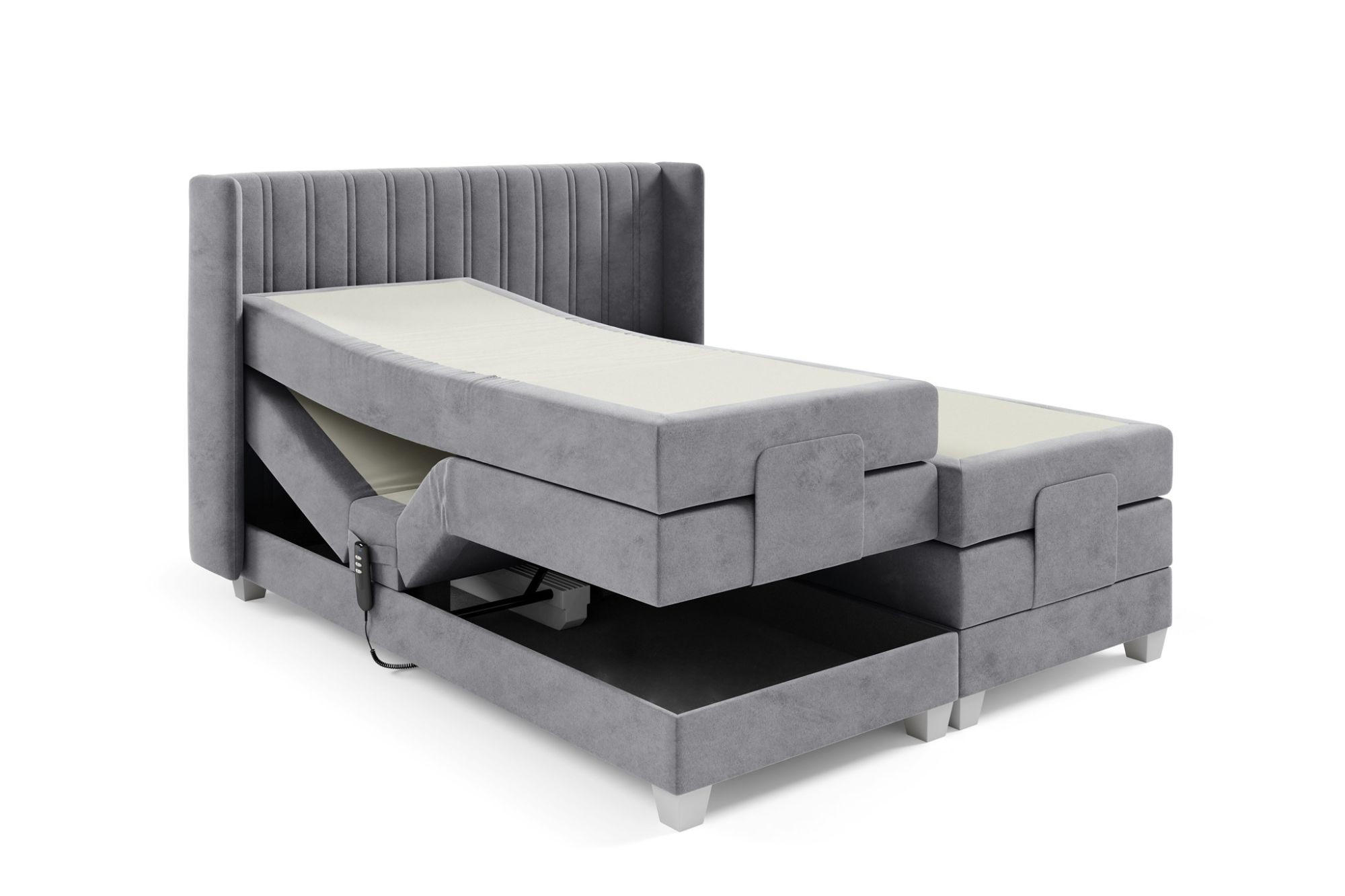 Thumbnail - Fun Möbel Boxspringbett, Silber, Textil, 140x200 cm, Schlafzimmer, Betten, Boxspringbetten