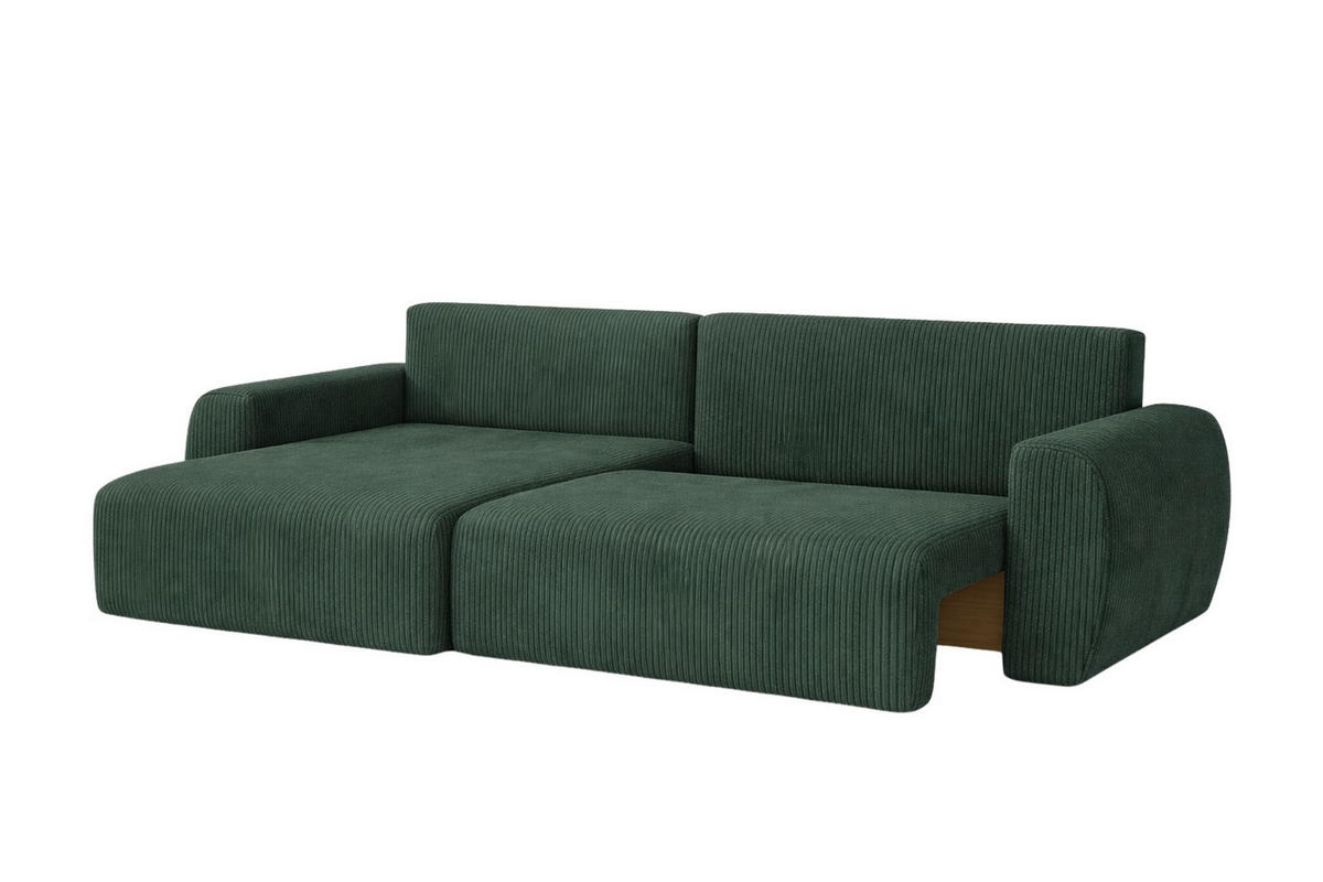 ECKSOFA Mit Schlaffunktion Ariel L, Cordstoff, Stoff Poso, Grün, Links - Grün, Holz (250/142cm) - Kaiser Möbel