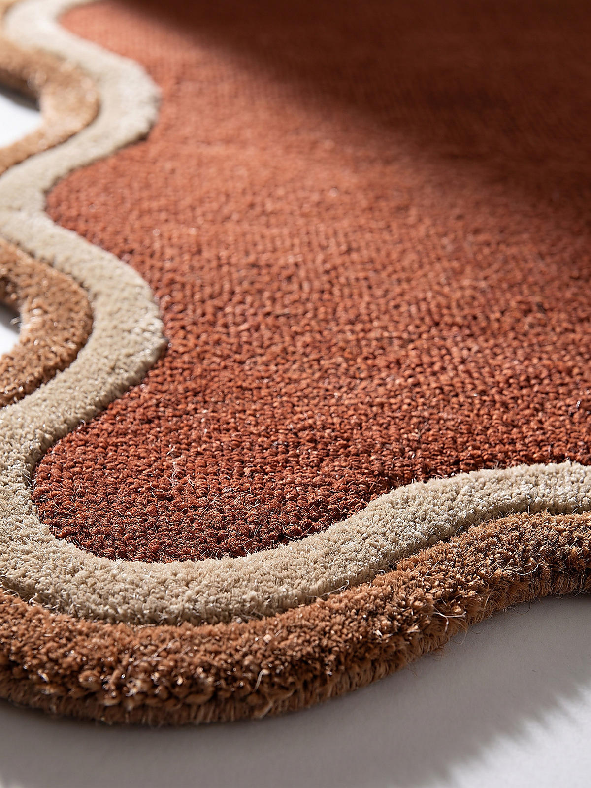 WOLLTEPPICH handgetuftet ALHAM, Wellenbordüre, Terrakotta, 120 x 170 cm - Orange, Textil (120/170cm) - KADIMA DESIGN