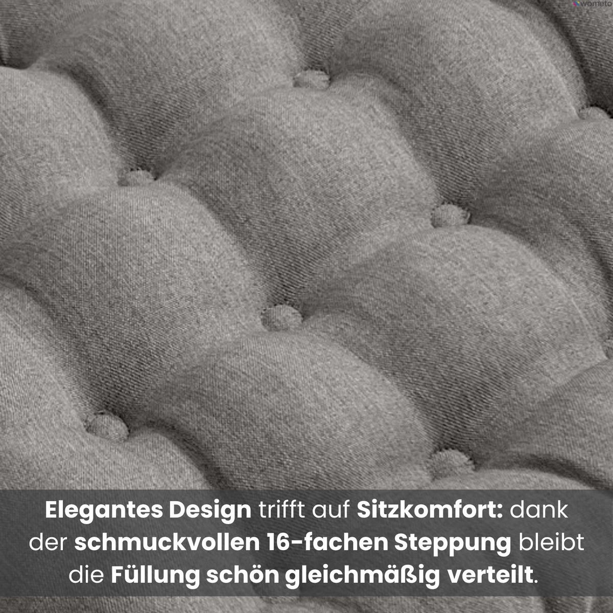 SITZKISSEN 16-Punkt grau 40/40 cm mit Steppung und Halte-Bändern - Grau, Textil (40/40/4cm) - wometo