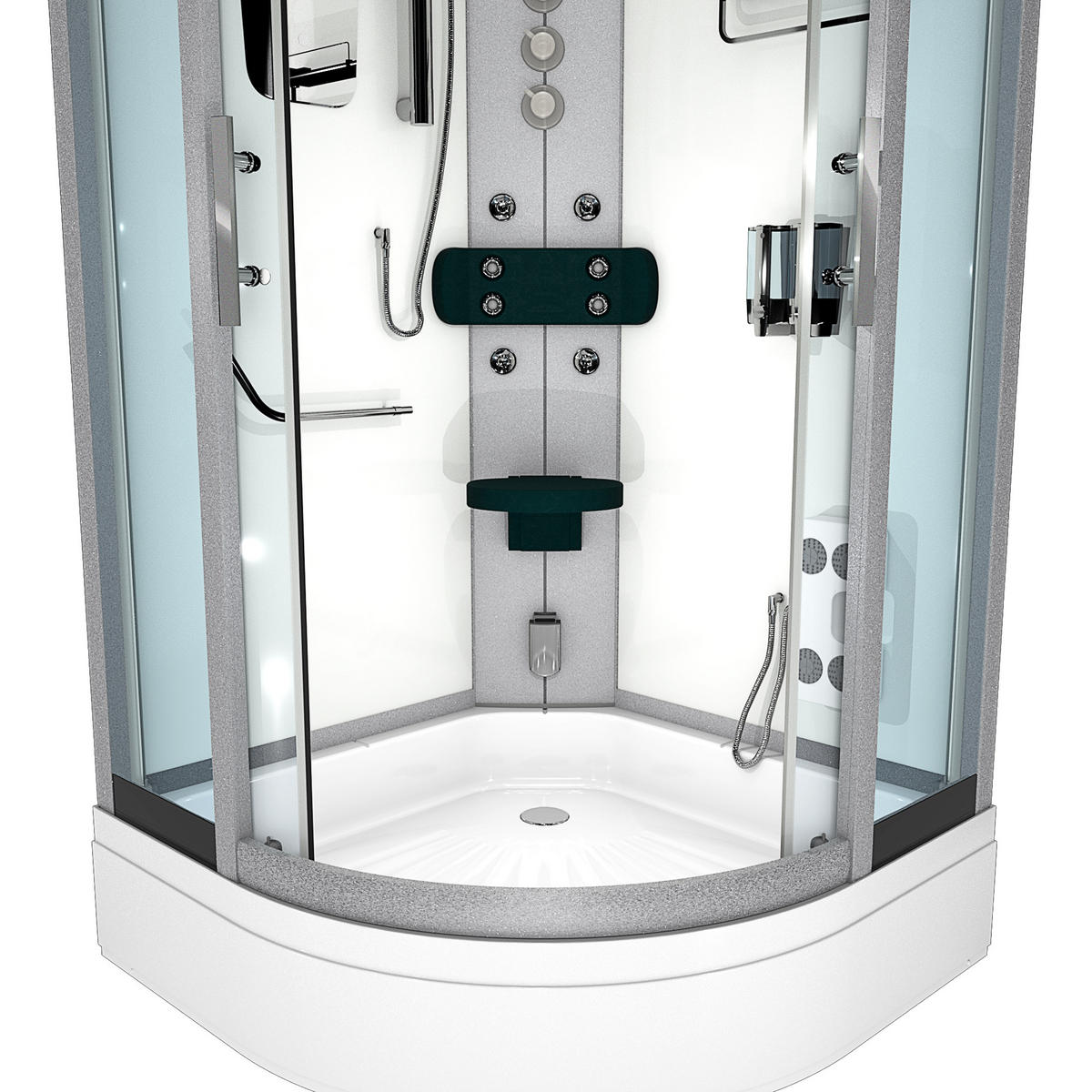 DUSCHKABINE Dusche D46-60T1-EC Weiß 100x100 - Weiß, Glas/Kunststoff (100/100/225cm) - AcquaVapore by Sandra Jentho