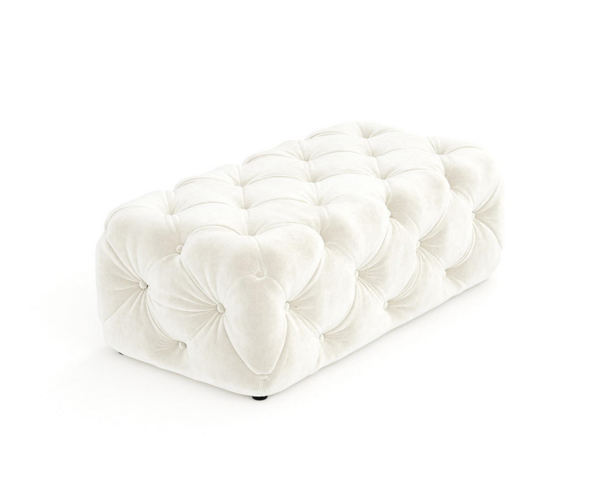POUF Cosimo Creme Samtstoff - Creme/Schwarz, Holz/Holzwerkstoff (130/39/65cm) - Maison de Reve