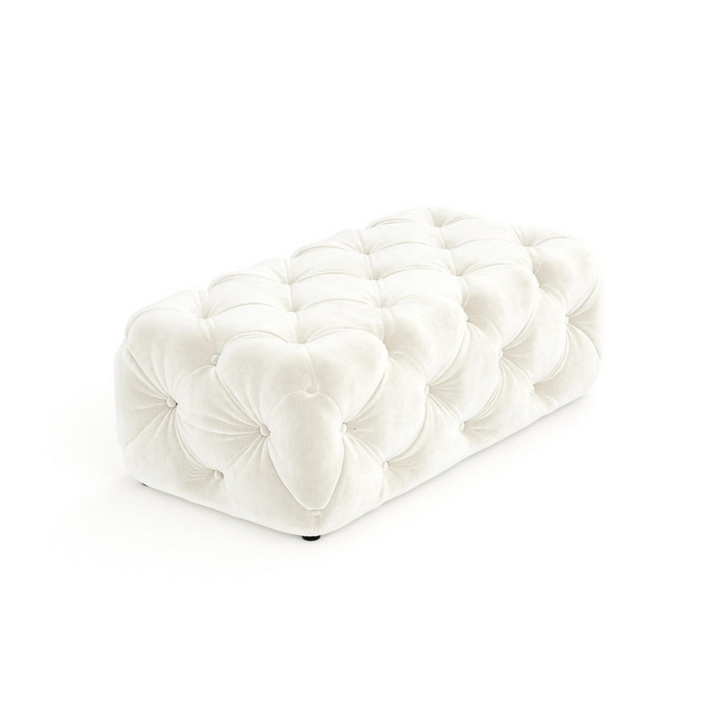 Thumbnail - Maison de Reve Pouf, Creme, Textil, 2-Sitzer, Füllung: Schaumstoff, Rechteckig, Rundrohr, 130x39x65 cm, Oeko-Tex® Standa...