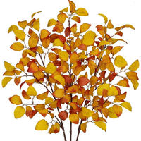 KUNSTZWEIGE 3-teiliges Set Herbstlaub 97 cm Gold Gelb - Multicolor, Kunststoff (43cm)