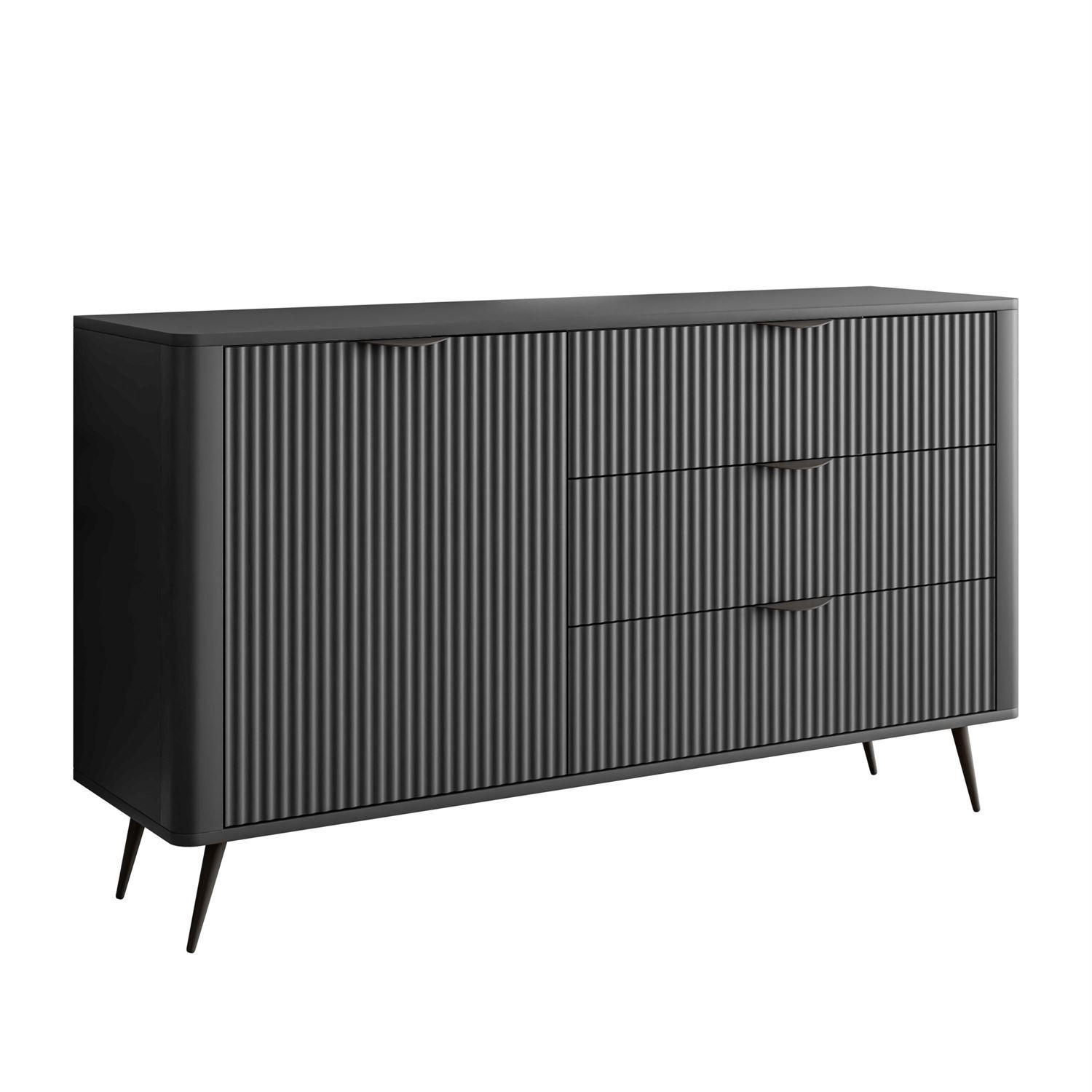 SIDEBOARDS SCARLETT 138 1D3S MIT SCHUBLADEN SCHWARZ - Schwarz, Holzwerkstoff (138/81/38cm) - Lookway