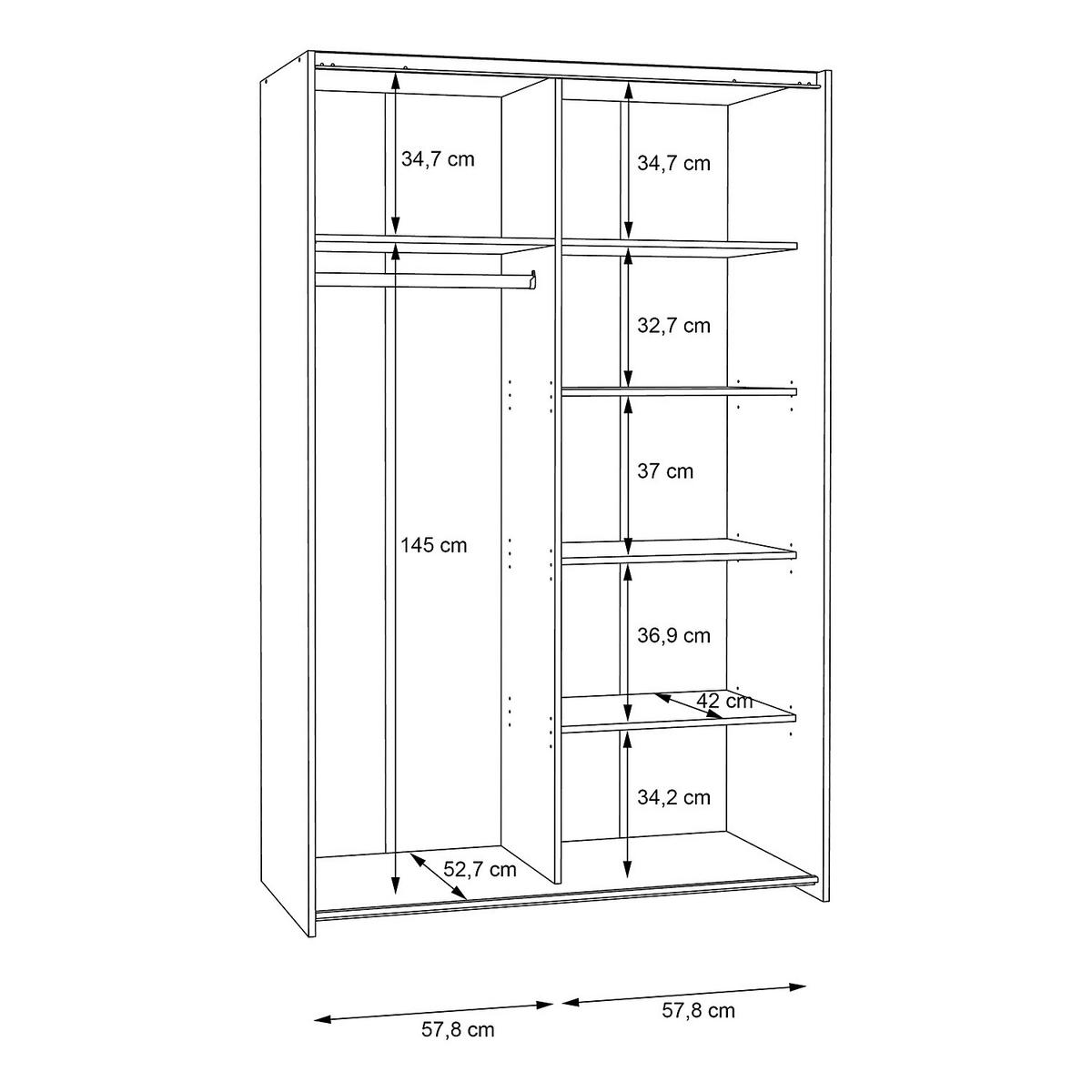 SCHWEBETÜRENSCHRANK - Silberfarben/Weiß, Holzwerkstoff/Metall (120/191/61cm) - home24