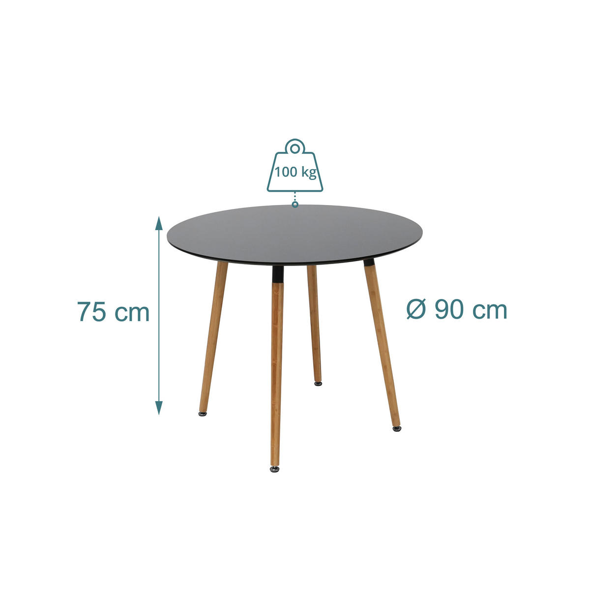 ESSTISCH - Multicolor, Holz/Holzwerkstoff (90/90/75cm) - Relaxdays