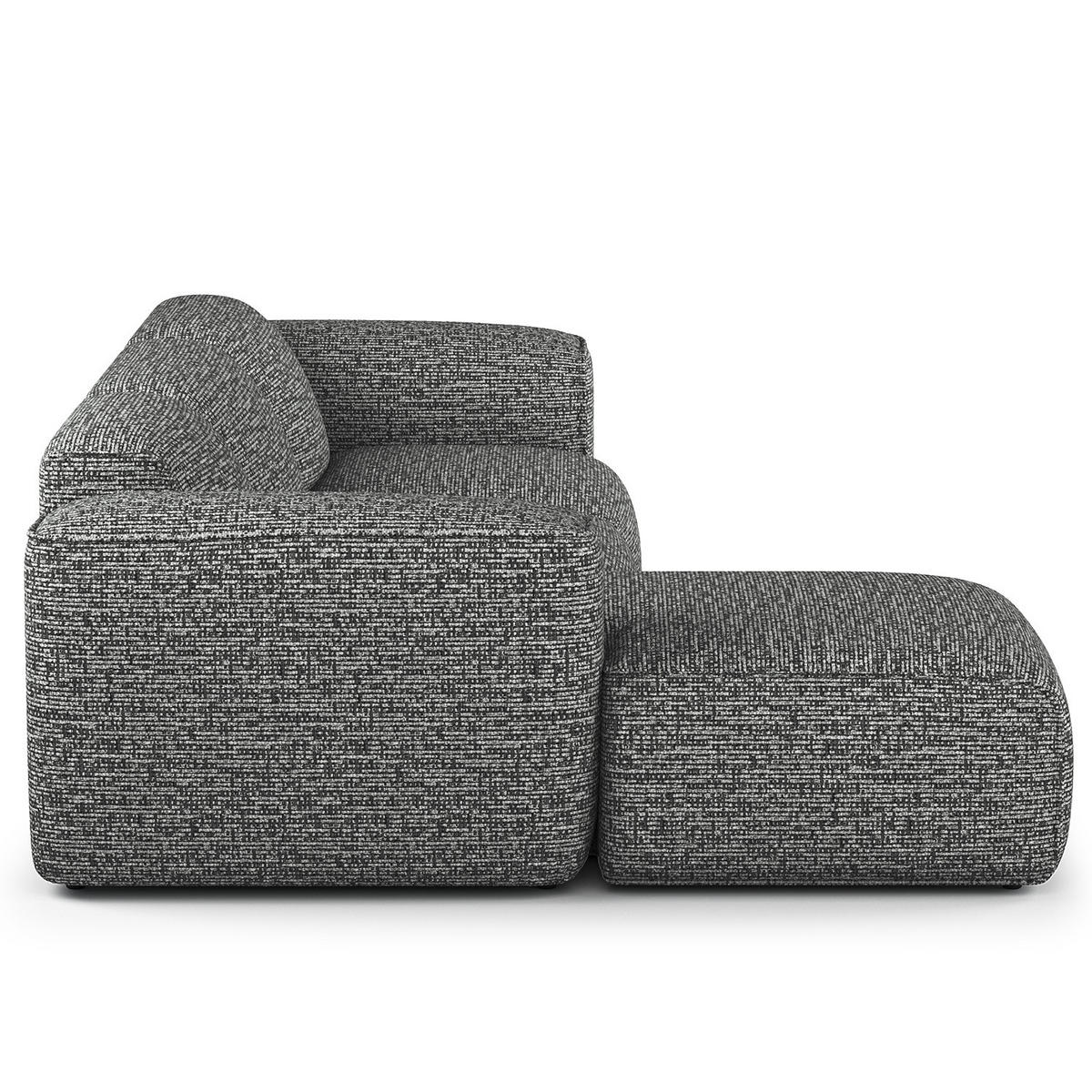 3-SITZER ECKSOFA mit Longchair - Schwarz/Grau, Kunststoff/Textil (284/173cm) - home24