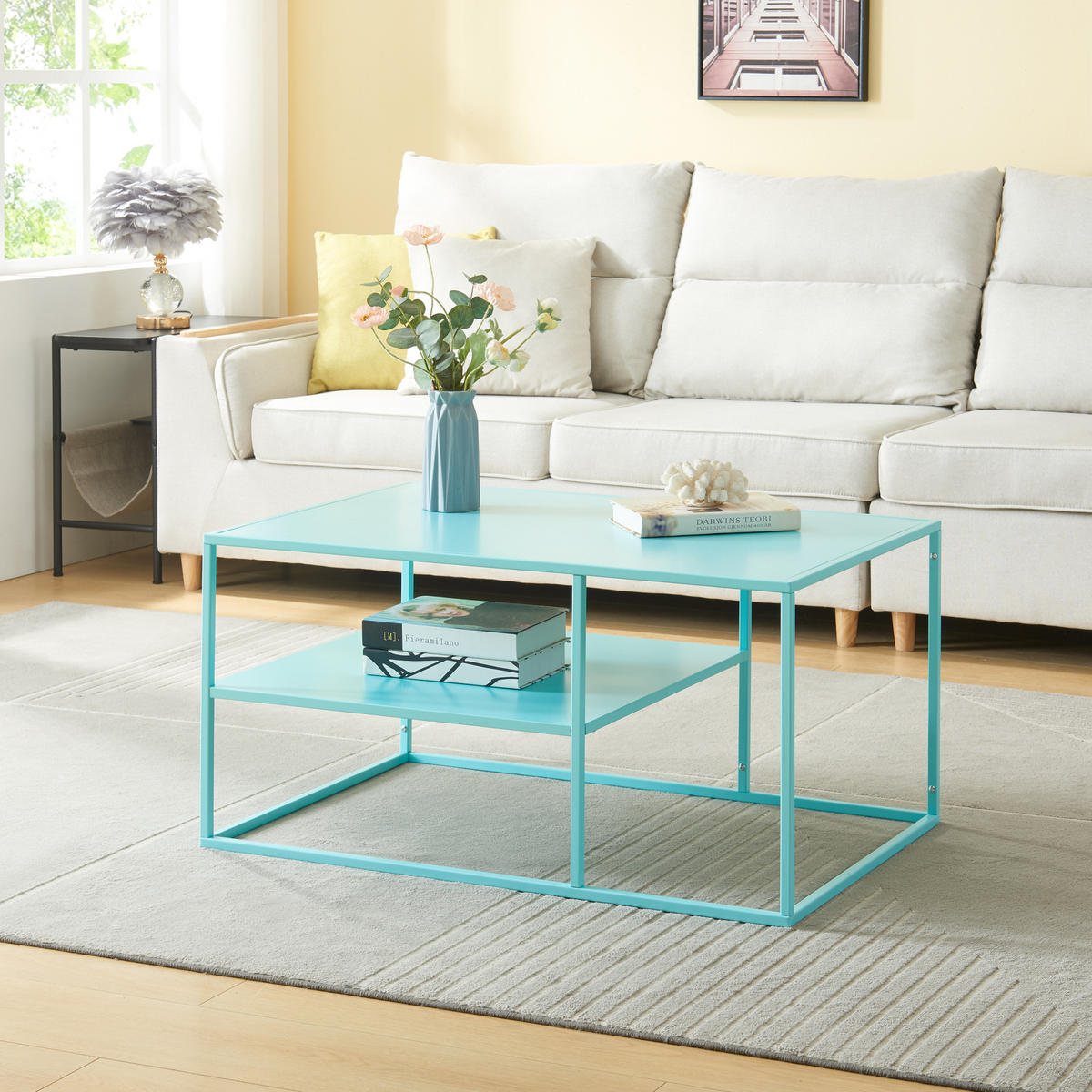 COUCHTISCH Solund 45/90/60 cm - Hellblau, Metall (60/90/45cm) - [en.casa]