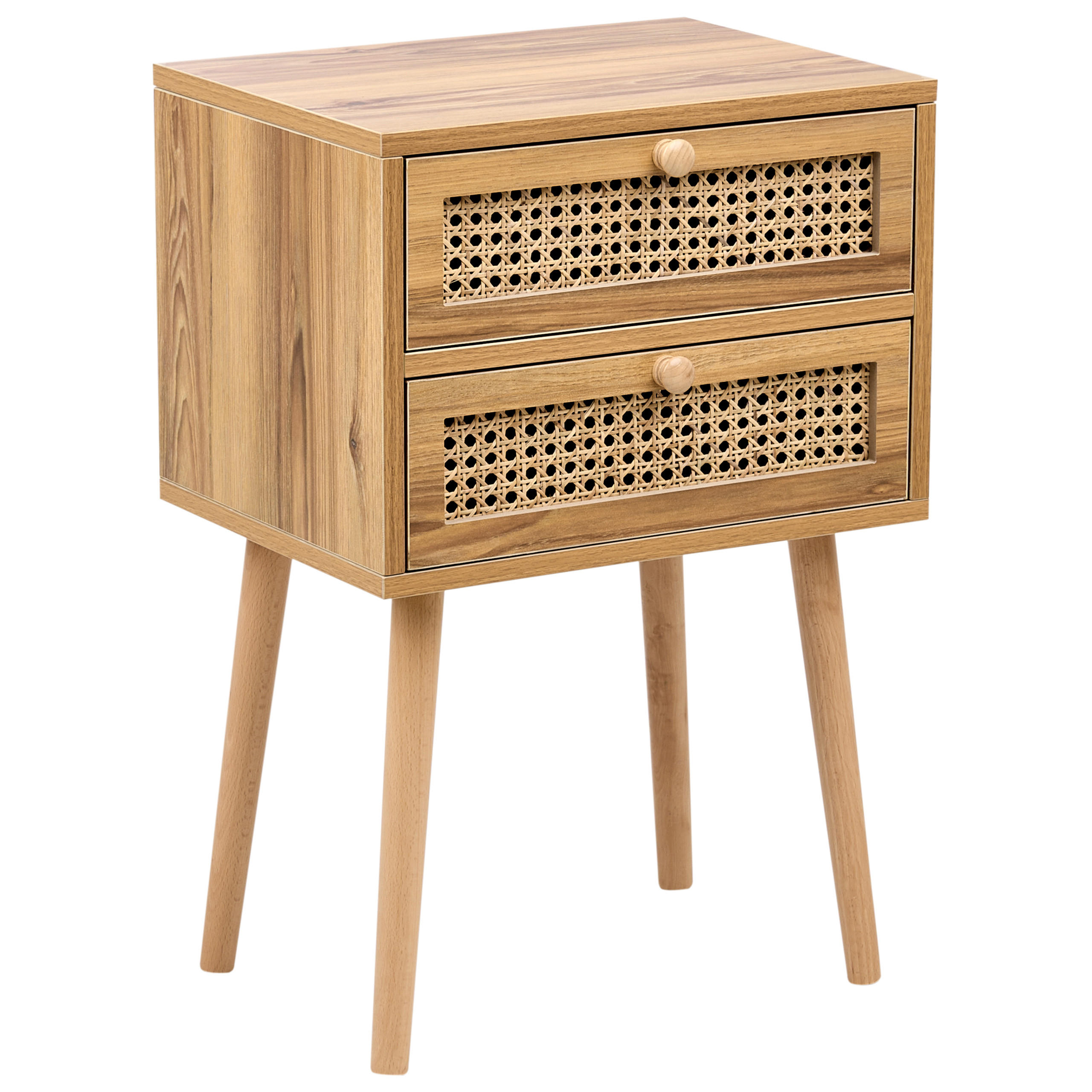 NACHTTISCH Hellbraun Butte - Braun, Holzwerkstoff (40/60/30cm) - Beliani