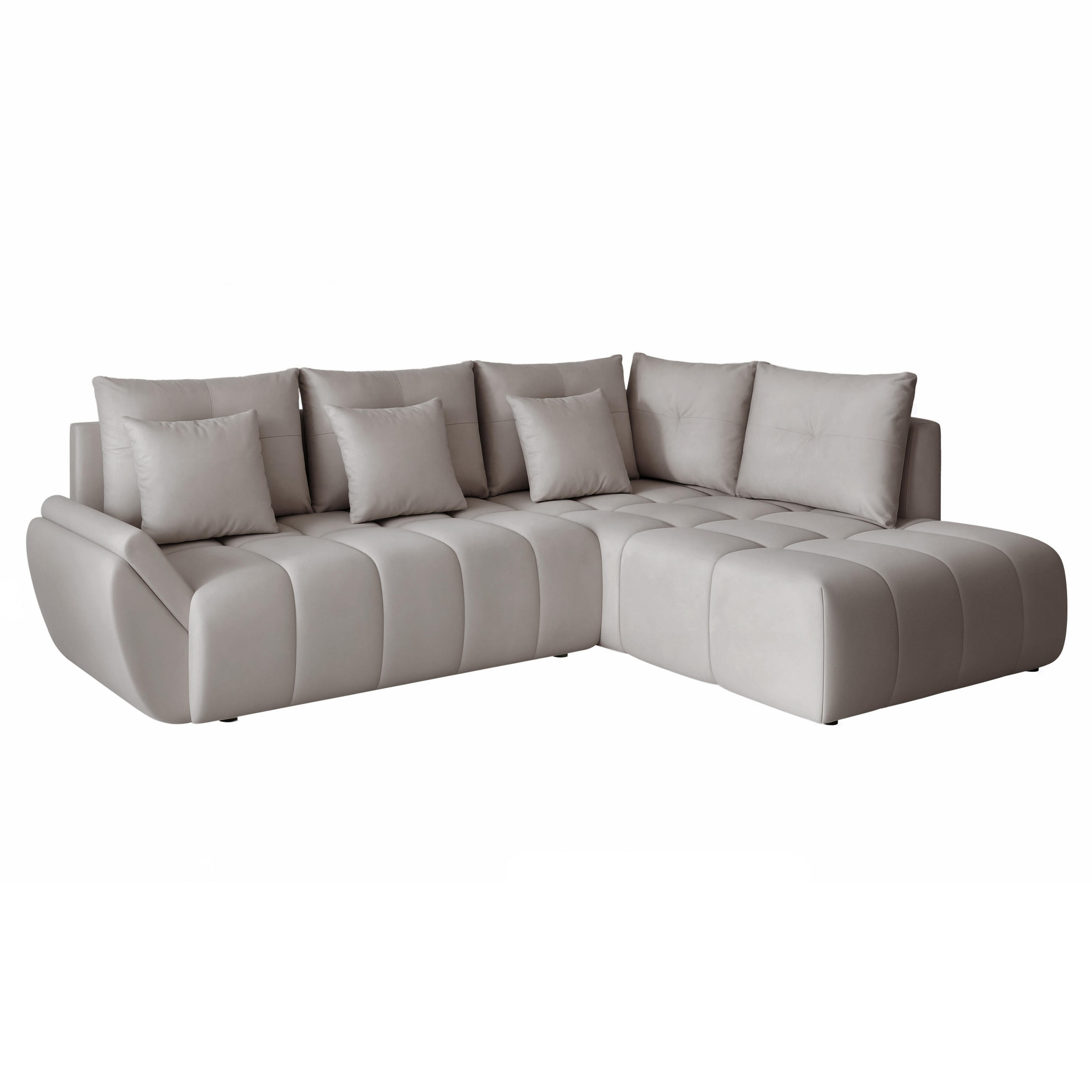 ECKSOFA DOLCE mit Schlaffunktion und Bettkasten Hellgrau - Hellgrau, Holzwerkstoff/Kunststoff (266/190cm) - Idohome